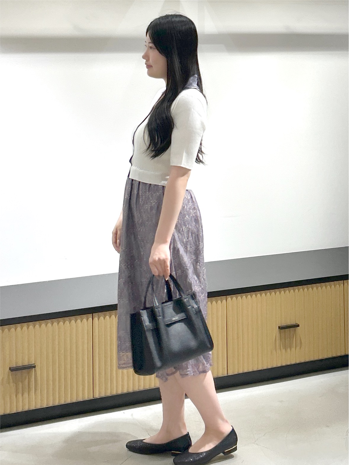 sayaさんの「OPAQUE.CLIP｜花柄ドッキング衿付きワンピース【洗濯機OK】」を使ったコーディネート