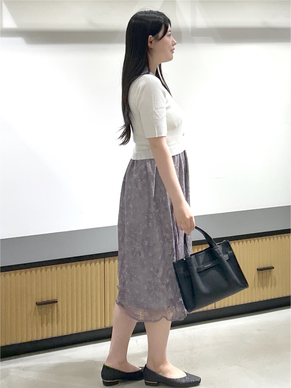 sayaさんの「OPAQUE.CLIP｜花柄ドッキング衿付きワンピース【洗濯機OK】」を使ったコーディネート