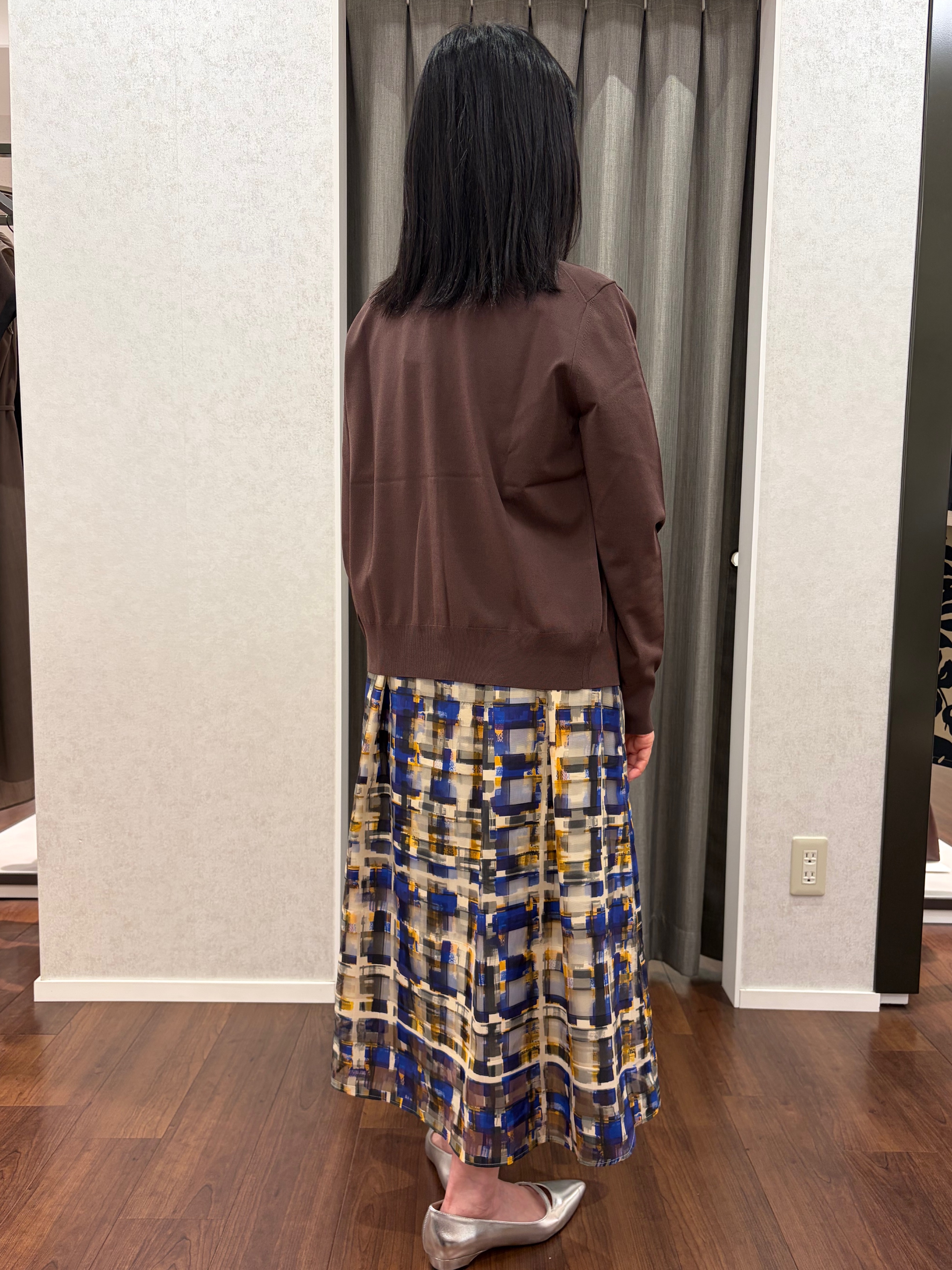 あーるさんの「UNTITLED｜【アンサンブル可/きれいめ/通勤】コンパクト5分袖ニット」を使ったコーディネート