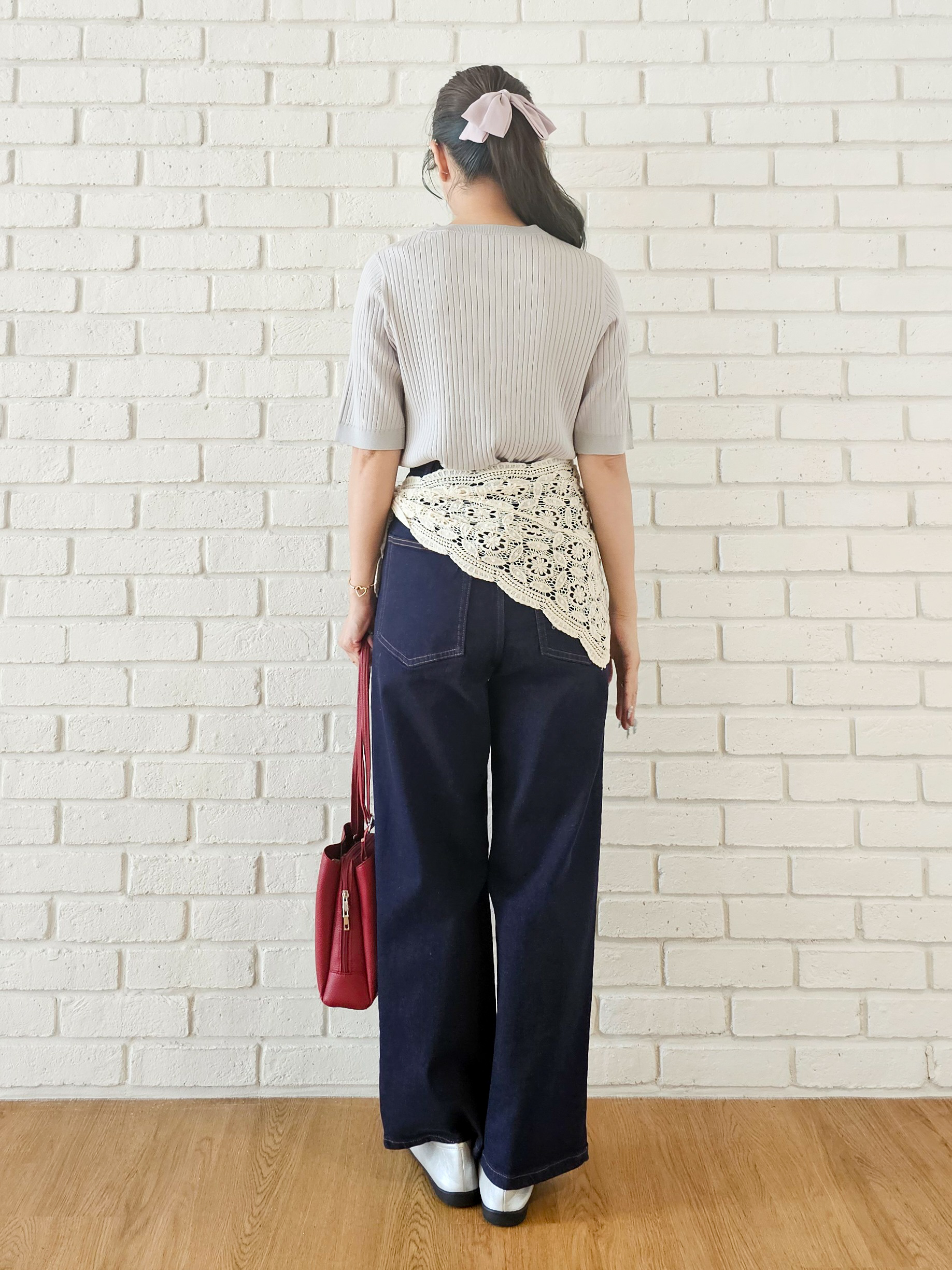 ゆゆさんの「SHOO･LA･RUE｜【S-LL】抜け感ある着こなしに ヘンリーネック リブニット」を使ったコーディネート