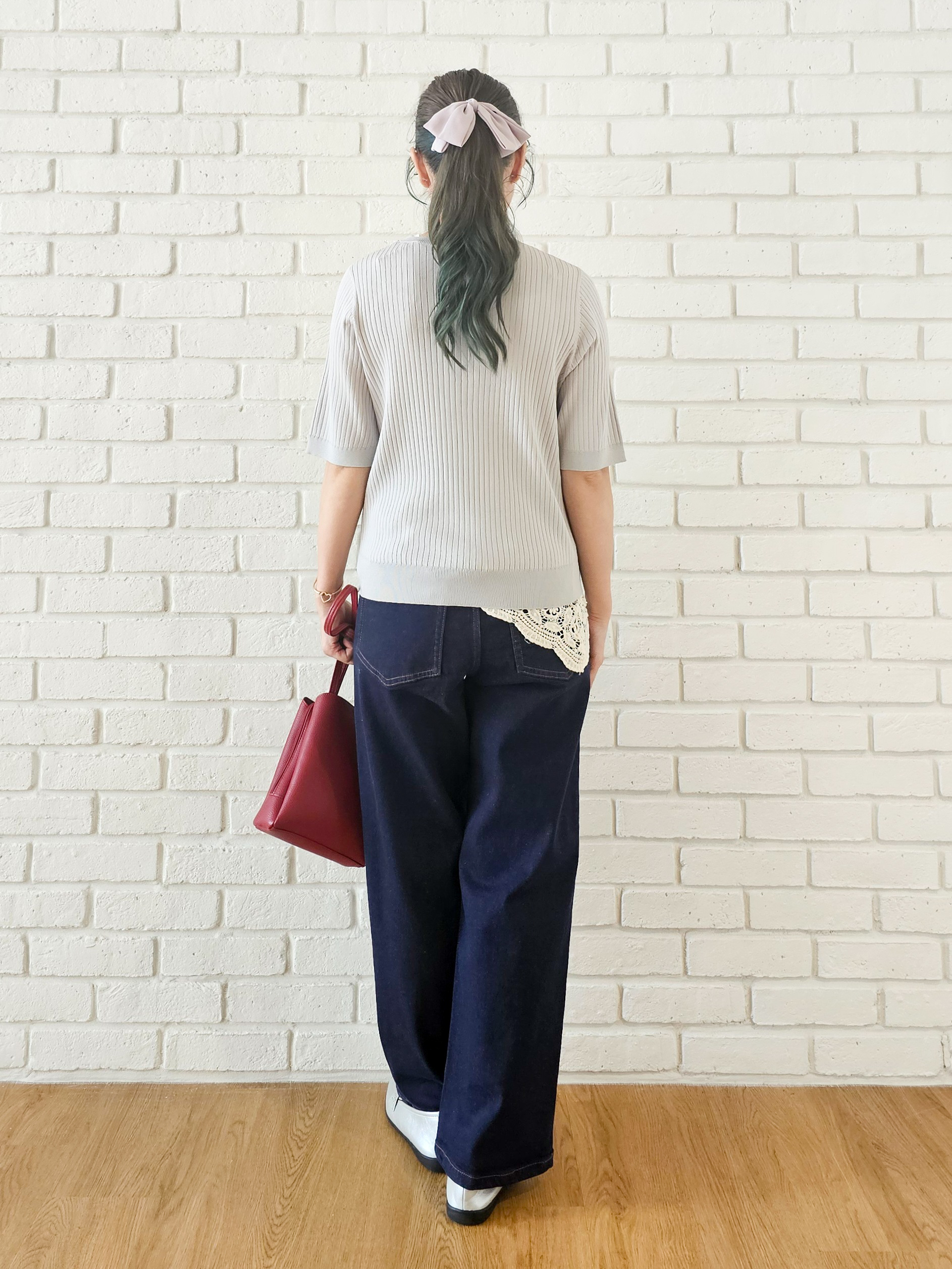 ゆゆさんの「SHOO･LA･RUE｜【S-LL】抜け感ある着こなしに ヘンリーネック リブニット」を使ったコーディネート