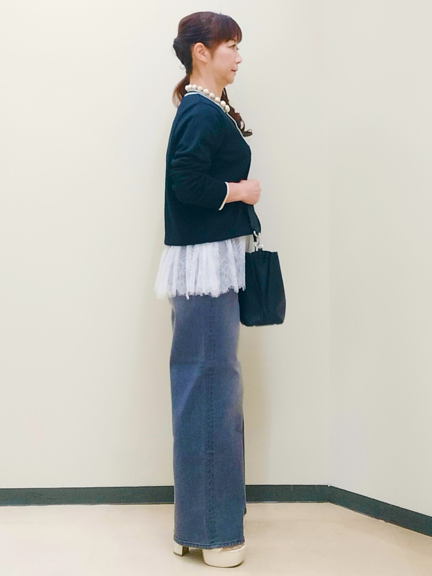花さんの「Reflect｜【UVカット／アンサンブル／手洗い可】バイカラーニットカーディガン」を使ったコーディネート