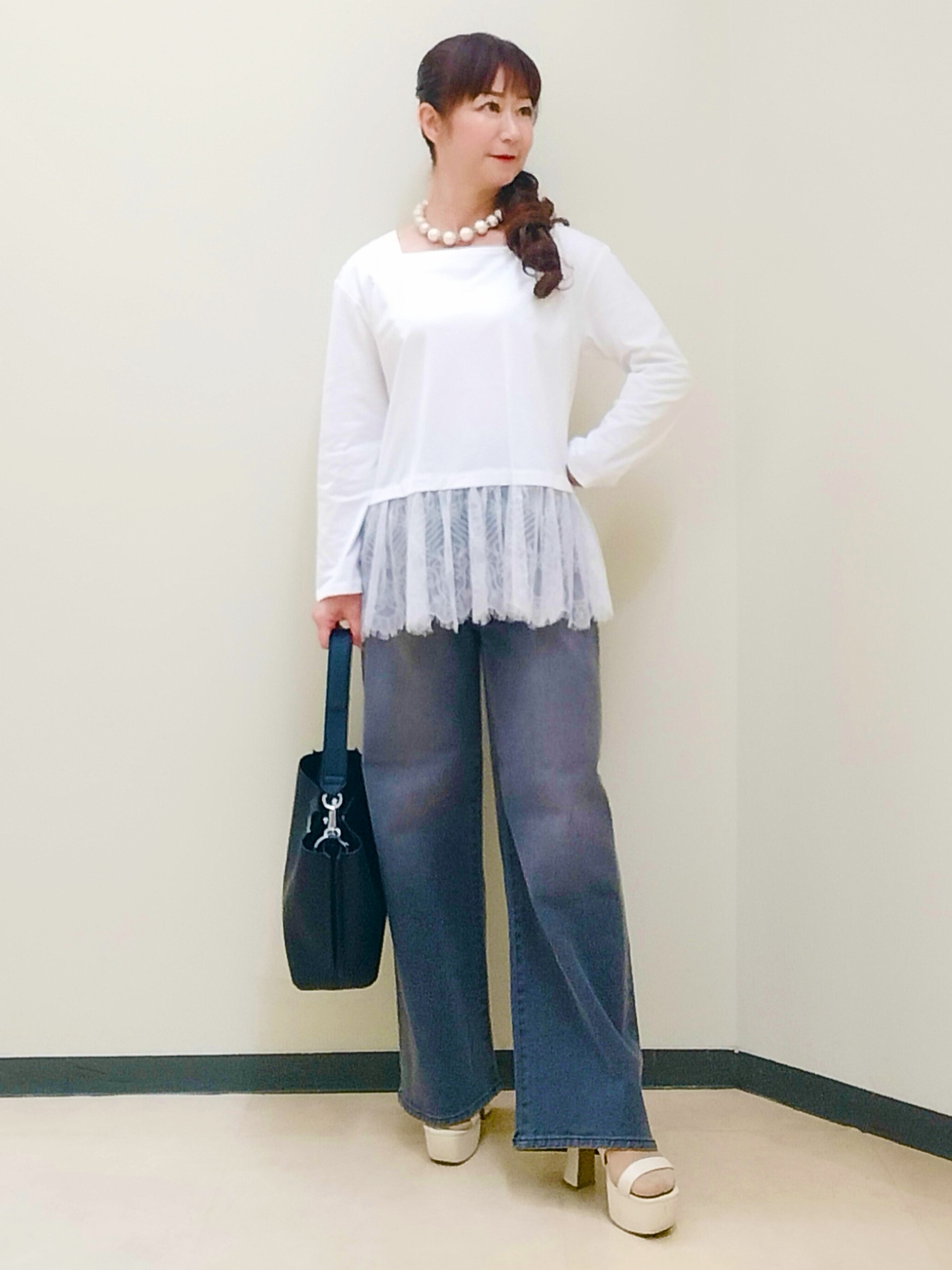 花さんの「Reflect｜【UVカット／アンサンブル／手洗い可】バイカラーニットカーディガン」を使ったコーディネート