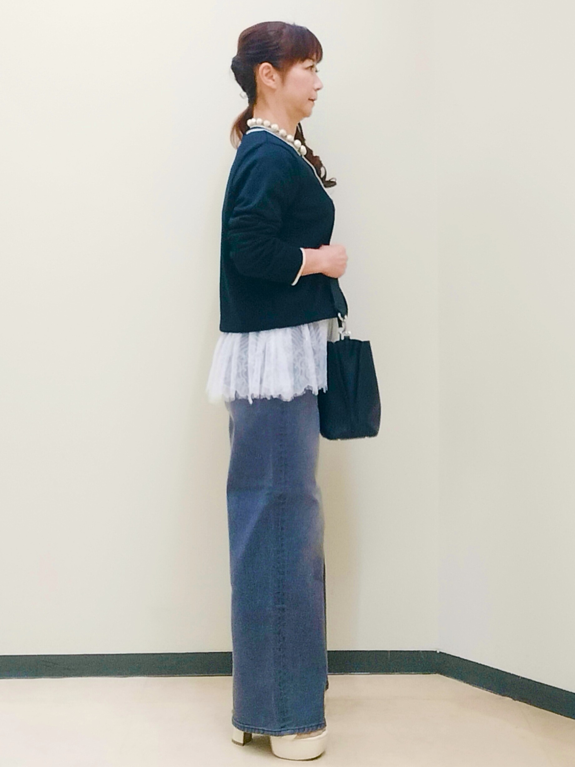 花さんの「Reflect｜【UVカット／アンサンブル／手洗い可】バイカラーニットカーディガン」を使ったコーディネート