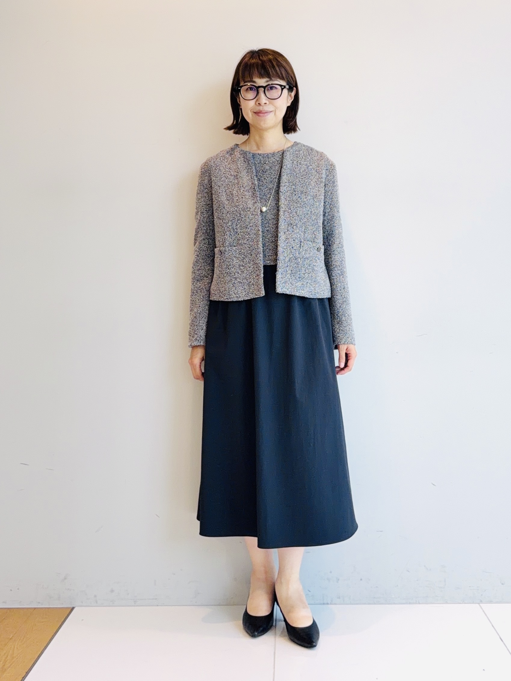 murayamaさんの「INDIVI｜【ラム革／美脚／通勤】レザーパンプス」を使ったコーディネート