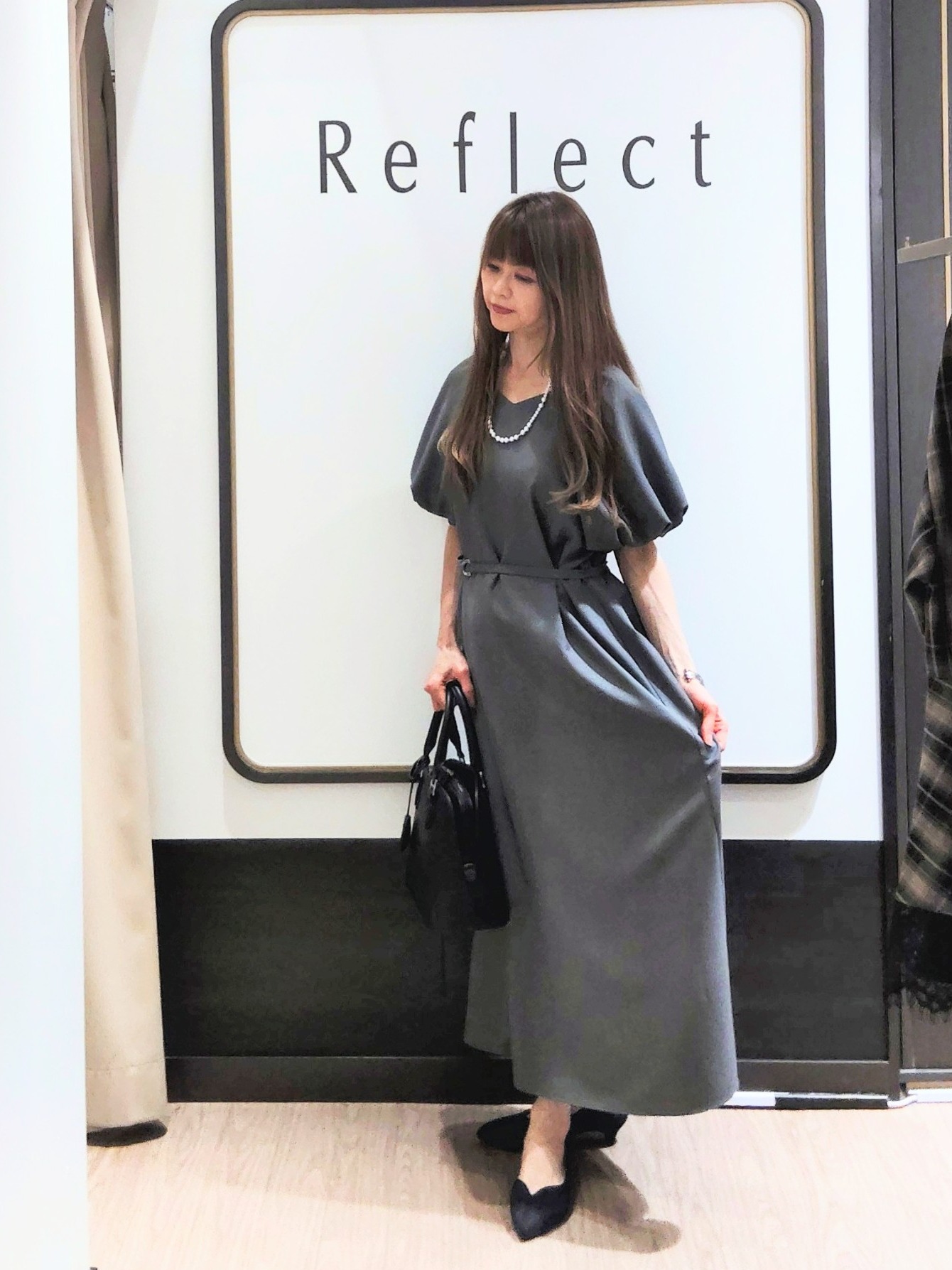 Chiiさんの「Reflect｜【UVカット／手洗い可】パフスリーブ Vネックワンピース」を使ったコーディネート