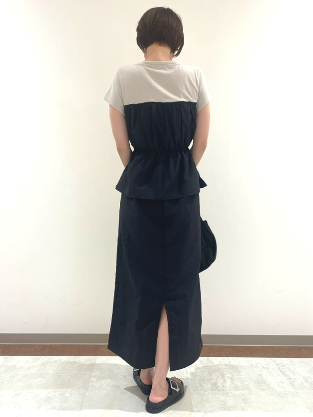 ちいはちさんの「grove｜【低身長さんも選べる着丈・洗濯機◎】1枚で旬顔！Tシャツドッキングドロストワンピース」を使ったコーディネート