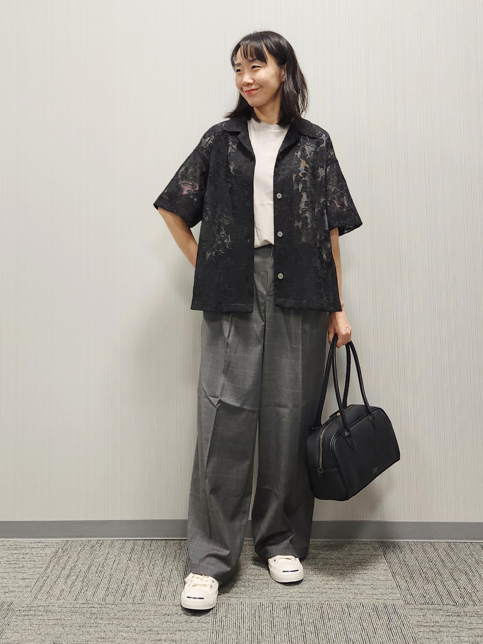 naraさんの「Dessin｜カラミレース 開襟シャツ」を使ったコーディネート
