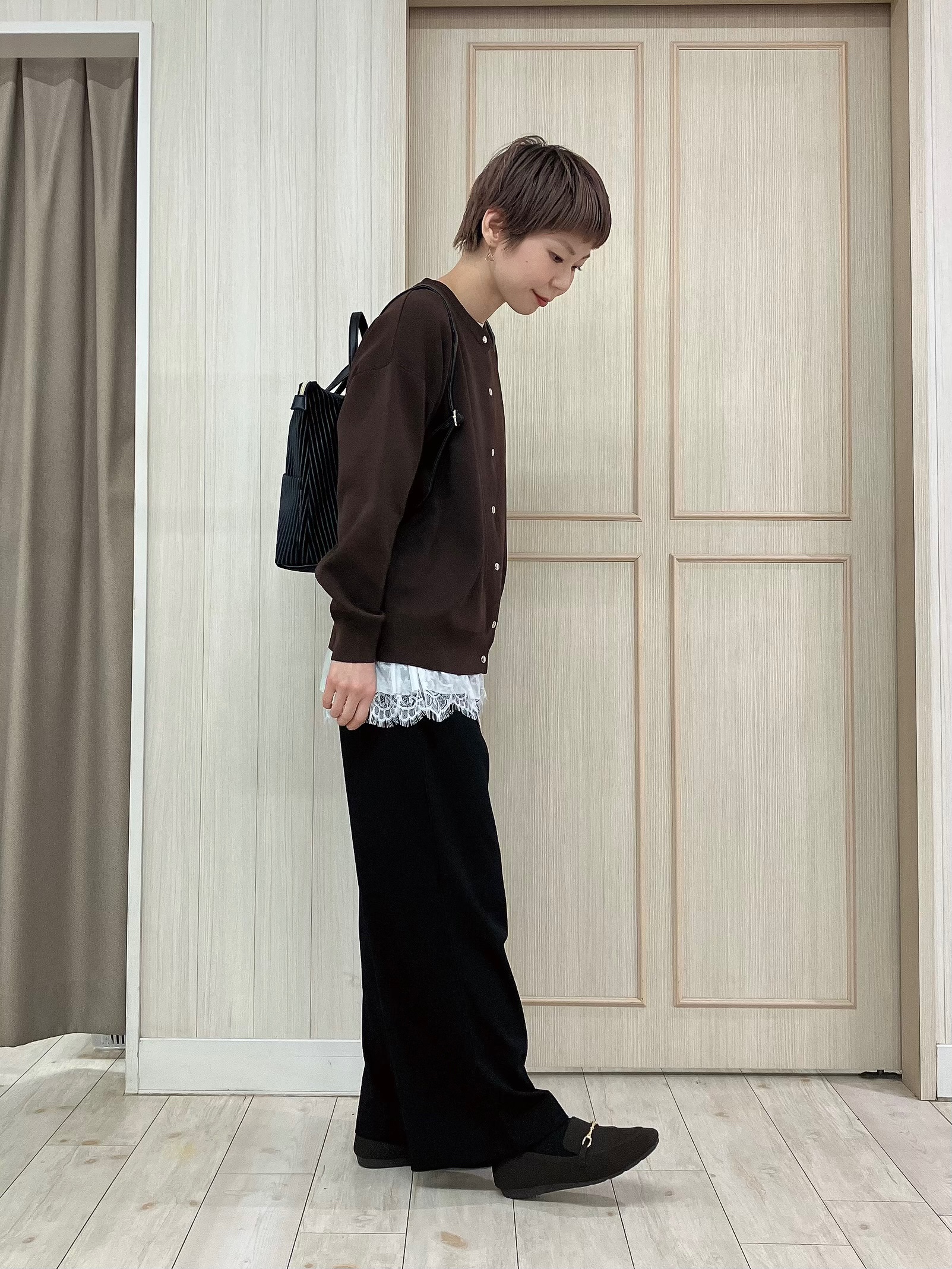 Turnerさんの「SHOO･LA･RUE｜【セットアップ可/洗濯機可】軽やかに羽織れる スポンディシュニットカーディガン」を使ったコーディネート
