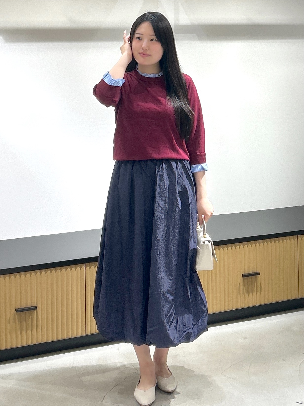 sayaさんの「OPAQUE.CLIP｜【UVケア／遮熱性】フリルドッキングニット《洗濯機OK》」を使ったコーディネート