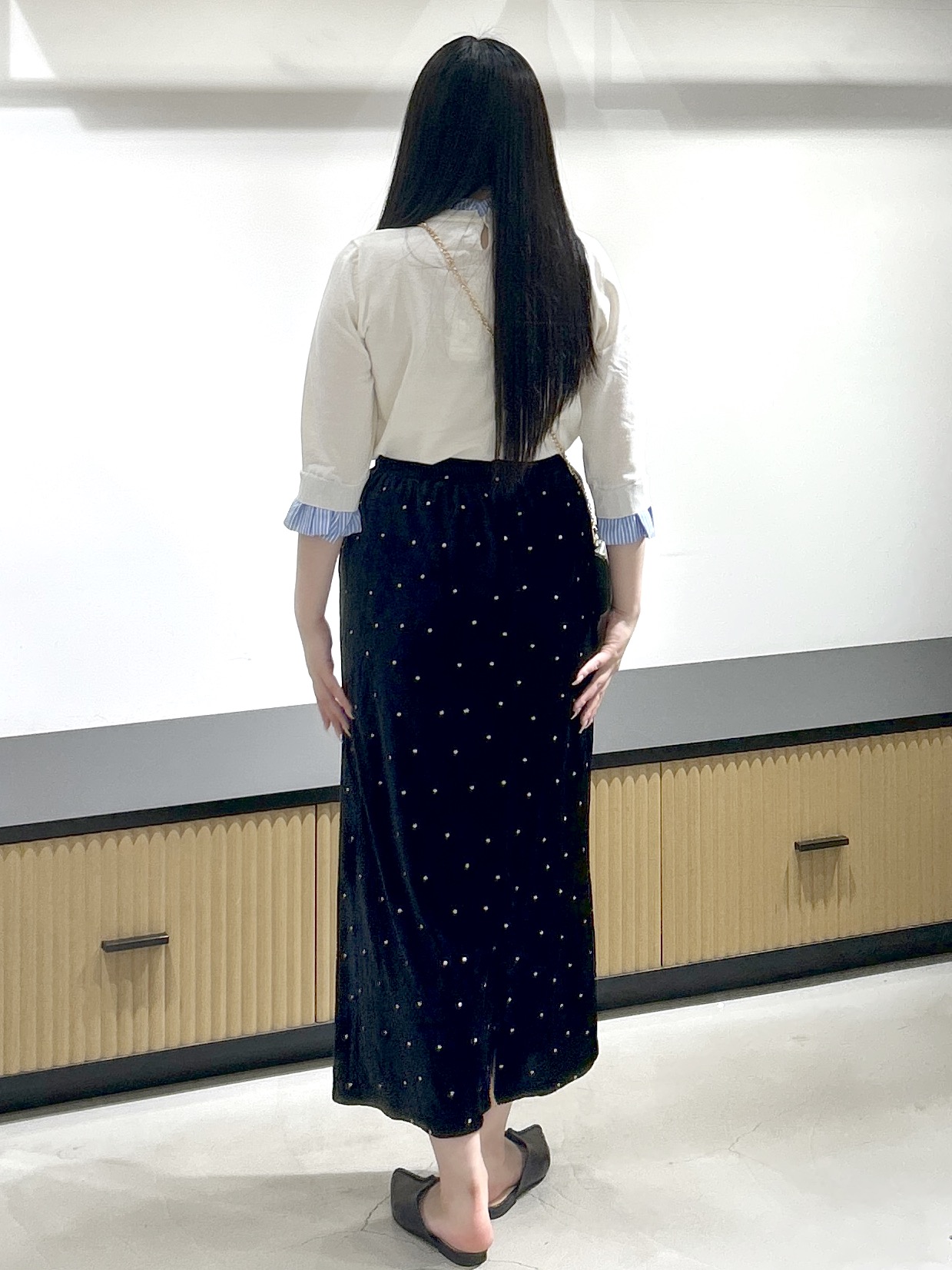 sayaさんの「OPAQUE.CLIP｜【UVケア／遮熱性】フリルドッキングニット《洗濯機OK》」を使ったコーディネート