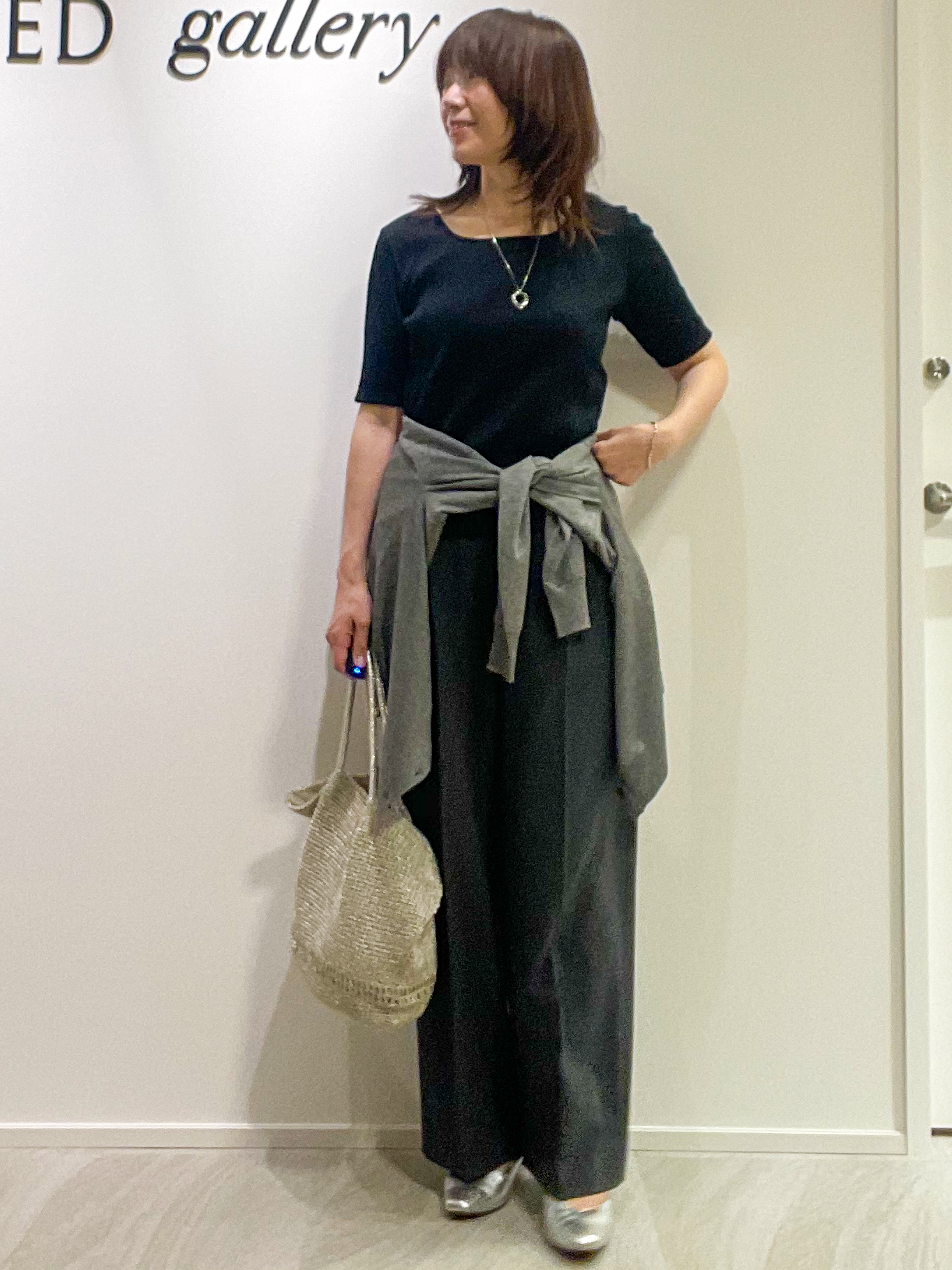 めいさんの「UNTITLED｜【アンサンブル可/秋羽織り/シアー】前後2WAYカーディガン」を使ったコーディネート