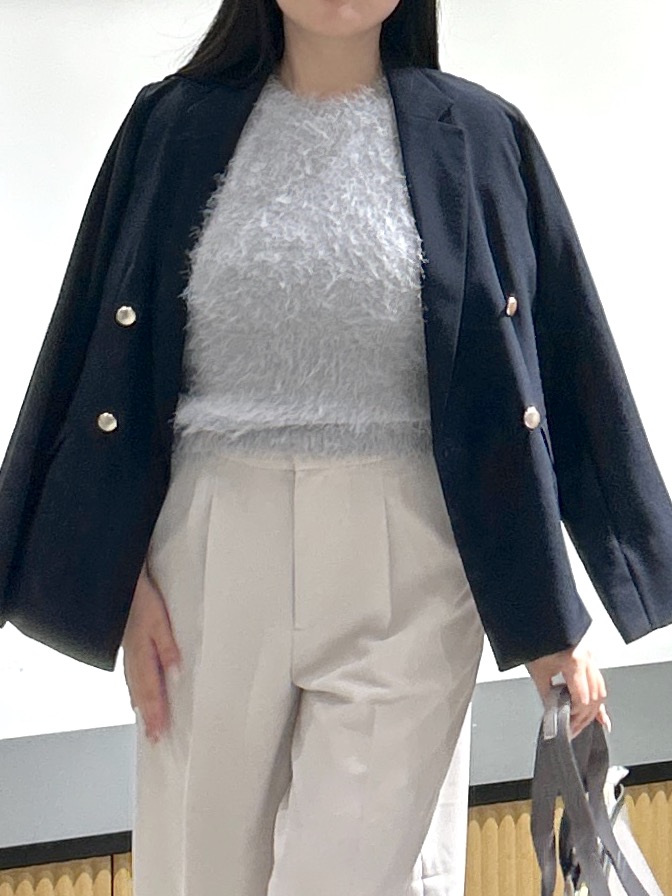 sayaさんの「OPAQUE.CLIP｜《再入荷》ダブルブレストテーラードジャケット【接触冷感／吸水速乾／イージーアイロン／防シワ／洗濯機O」を使ったコーディネート