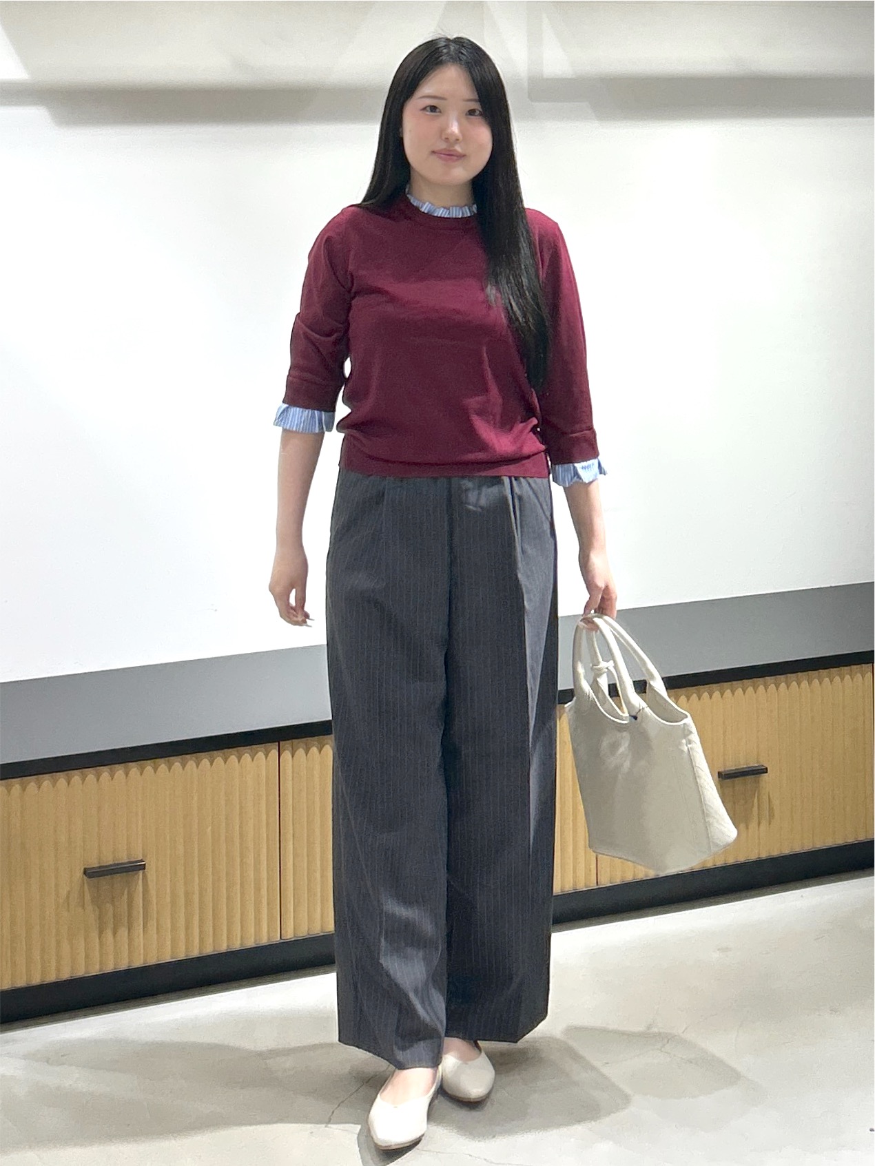 sayaさんの「OPAQUE.CLIP｜【UVケア／遮熱性】フリルドッキングニット《洗濯機OK》」を使ったコーディネート