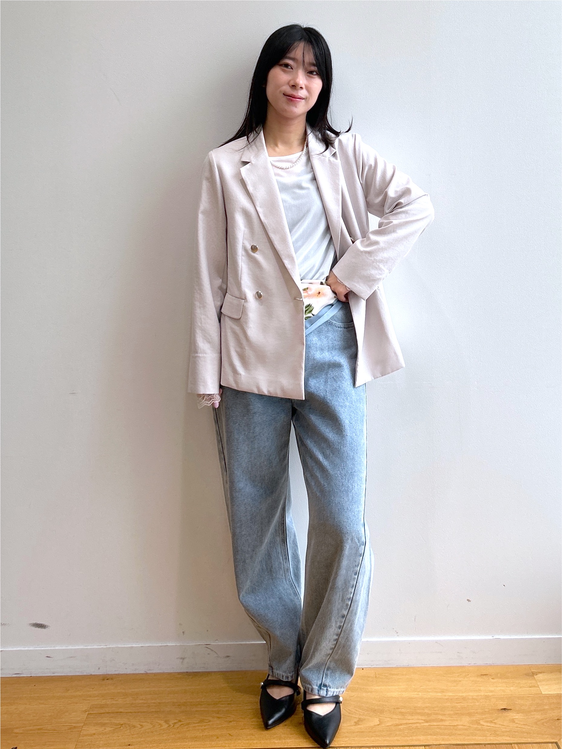 RINAさんの「index｜袖レースシアートップス【洗濯機OK】」を使ったコーディネート
