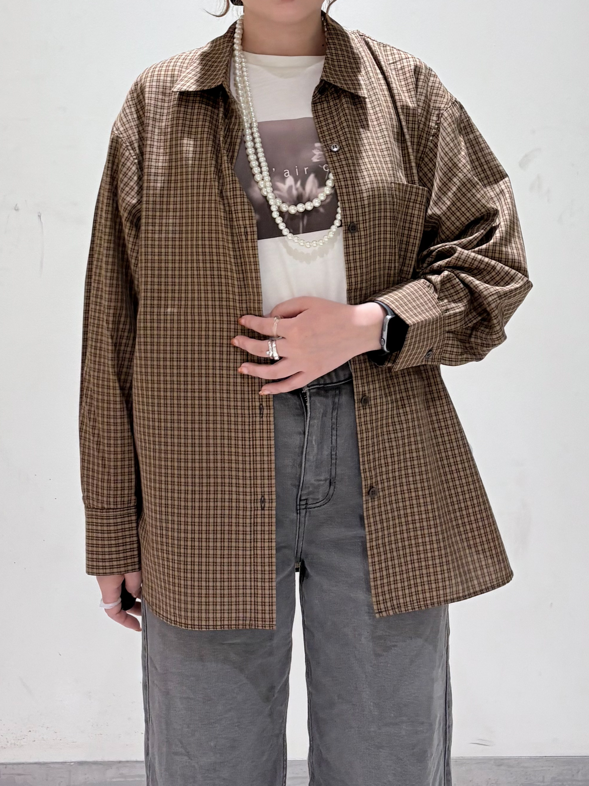 みきちぃさんの「OPAQUE.CLIP｜チェック柄シャツ【洗濯機OK】」を使ったコーディネート