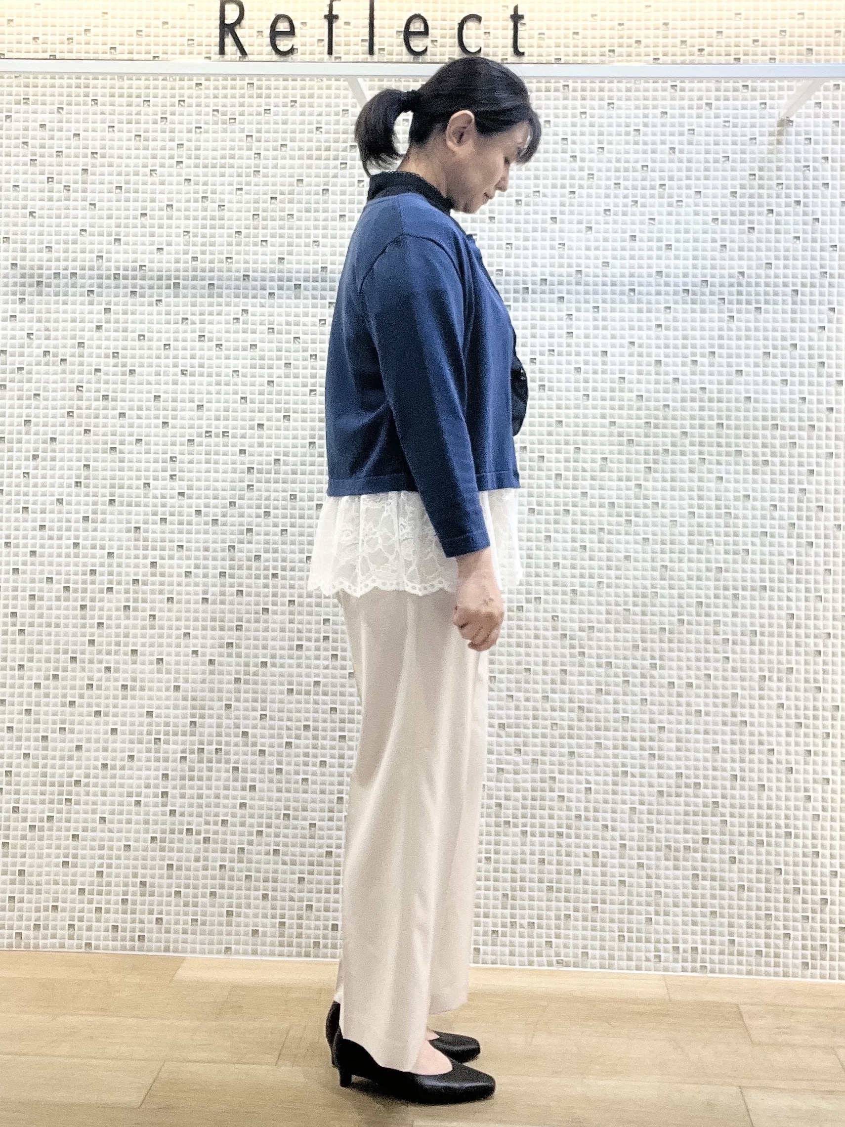 KAOさんの「Reflect｜【手洗い可】レースデザインニットカーディガン」を使ったコーディネート