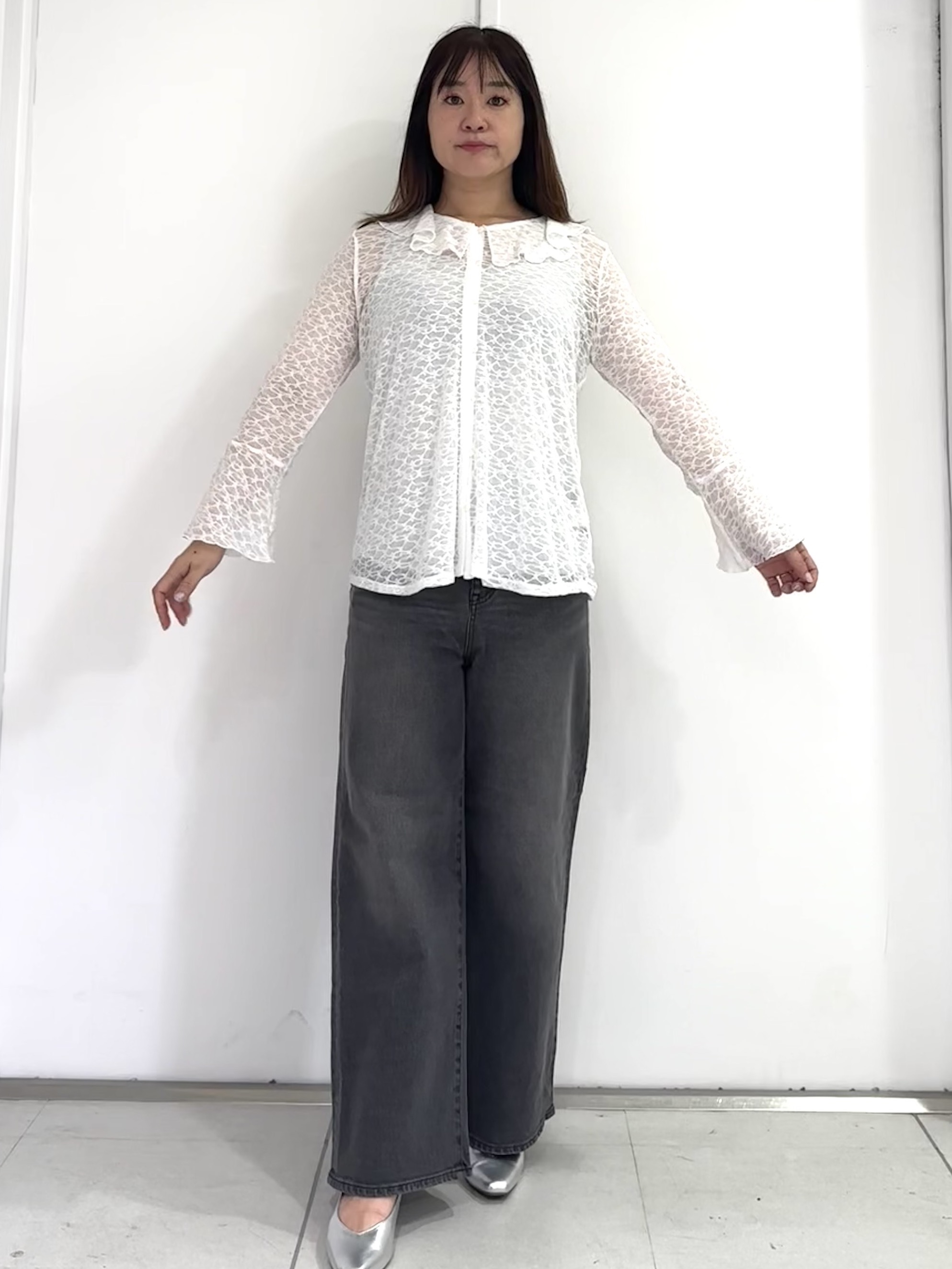 miさんの「Reflect｜【洗える】フリルレースブラウス」を使ったコーディネート