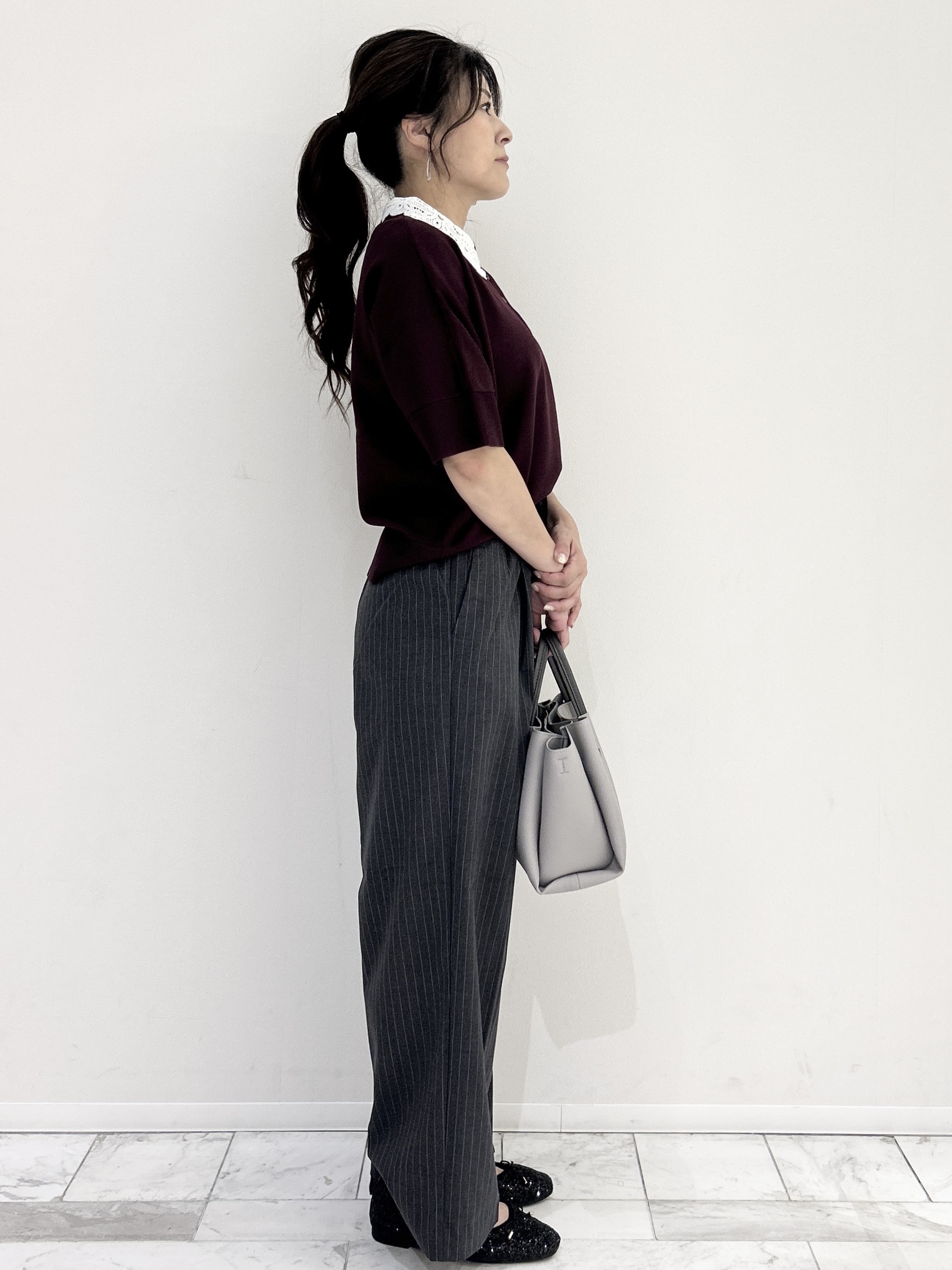 りなさんの「OPAQUE.CLIP｜2WAY衿ドッキングニット《洗濯機OK》」を使ったコーディネート