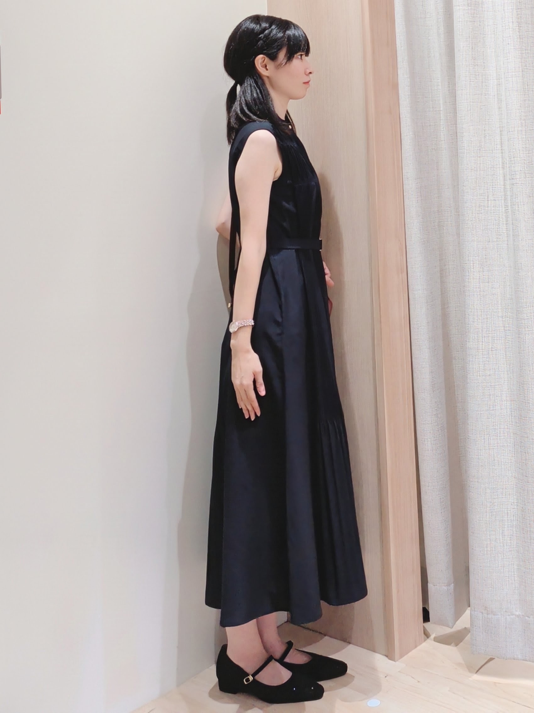 Yuiさんの「grove｜【低身長さんも選べる着丈・洗濯機◎】プリーツベルトワンピース」を使ったコーディネート