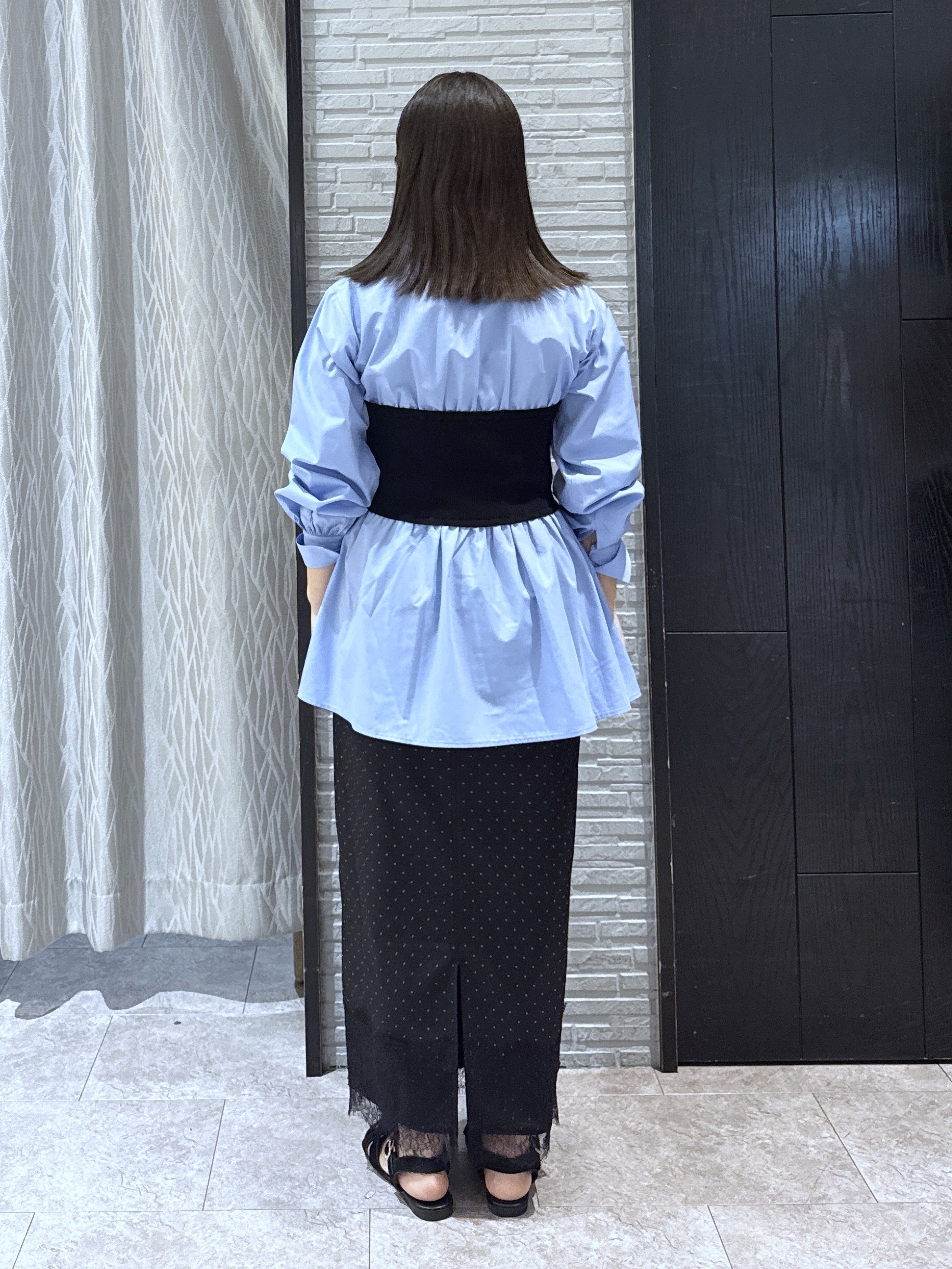 chさんの「THE SHOP TK｜【セットアップ可】ドット柄 裾レースナロースカート」を使ったコーディネート