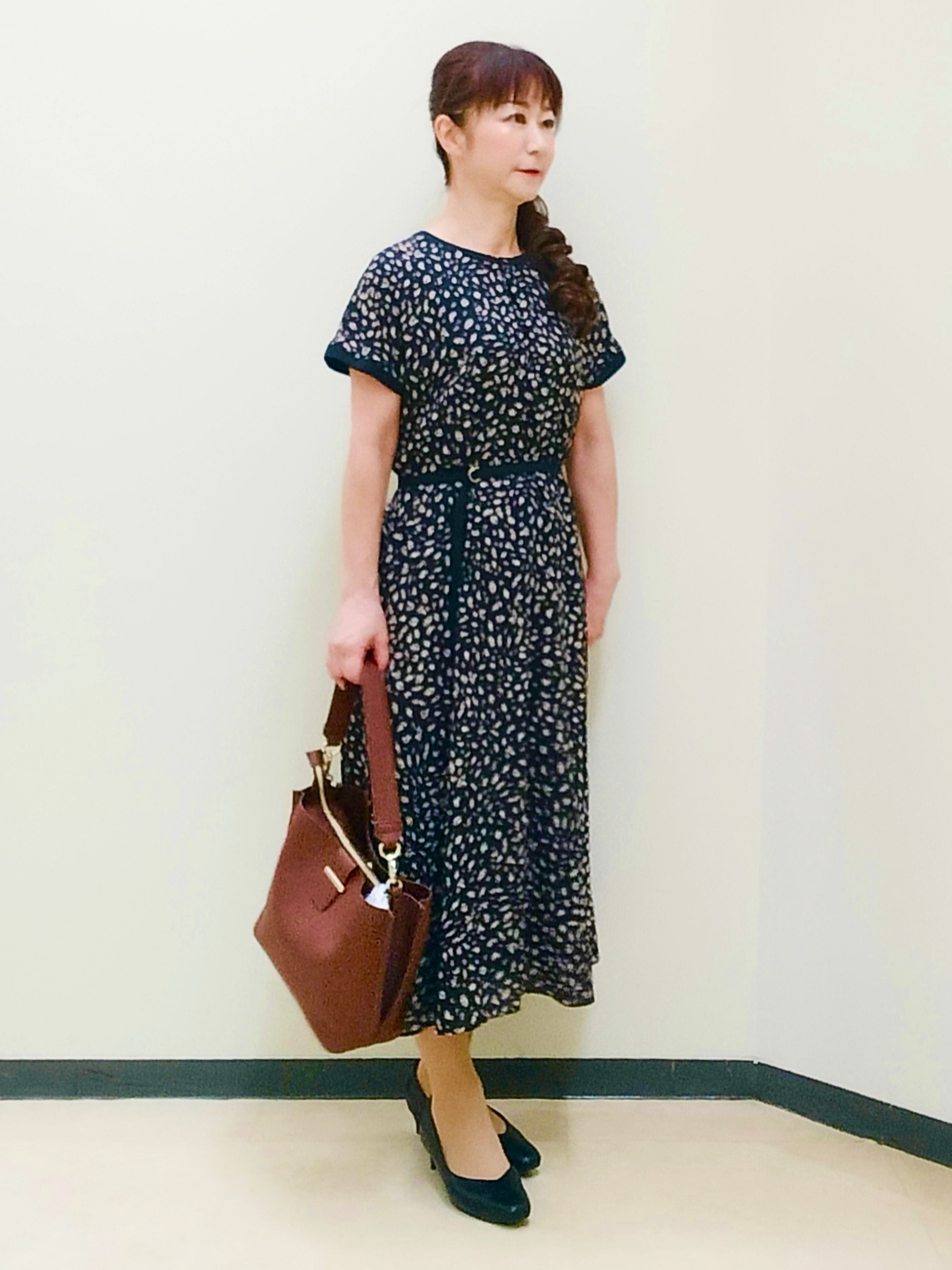 花さんの「Reflect｜【手洗い可】プリント柄ワンピース」を使ったコーディネート