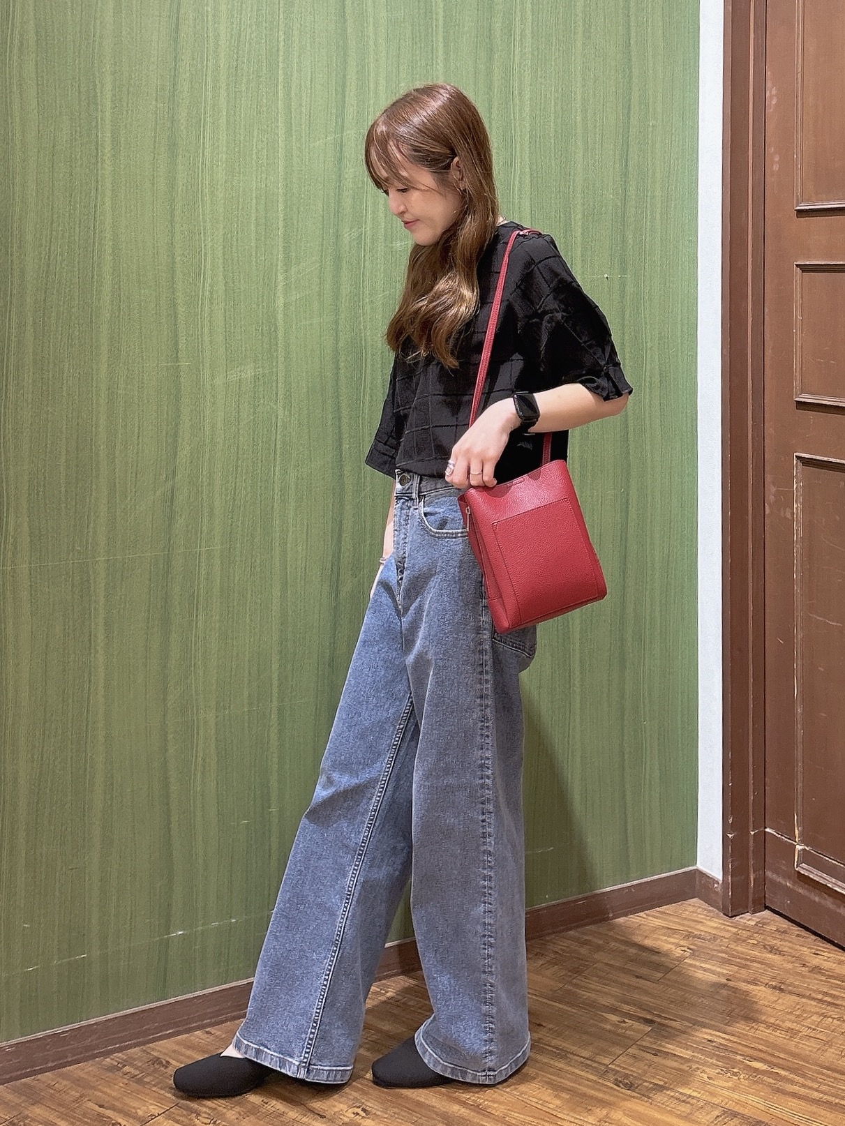 かおりさんの「SHOO･LA･RUE｜【セットアップ可/S-LL】夏でも感じられる秋気分 モールチェックタックスリーブ ブラウス」を使ったコーディネート