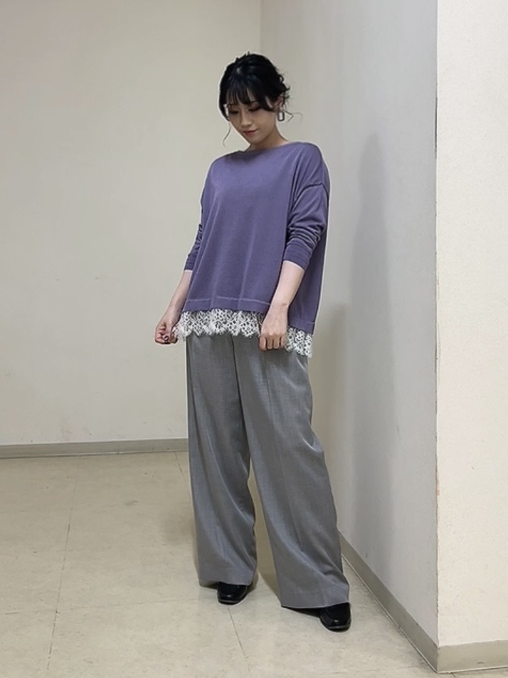watanabeさんの「UNTITLED｜【一枚で着映え】レースドッキングニットプルオーバー」を使ったコーディネート
