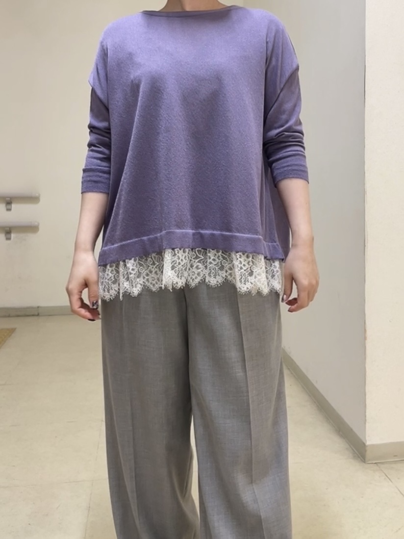 watanabeさんの「UNTITLED｜【一枚で着映え】レースドッキングニットプルオーバー」を使ったコーディネート