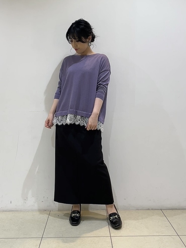 watanabeさんの「UNTITLED｜【一枚で着映え】レースドッキングニットプルオーバー」を使ったコーディネート