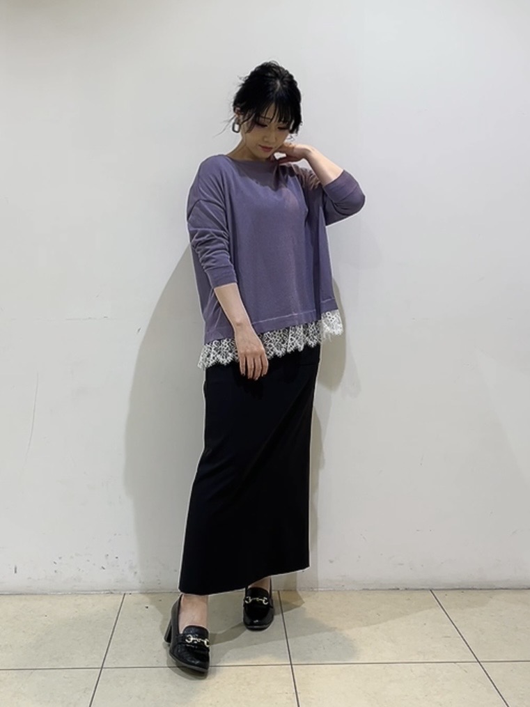 watanabeさんの「UNTITLED｜【一枚で着映え】レースドッキングニットプルオーバー」を使ったコーディネート