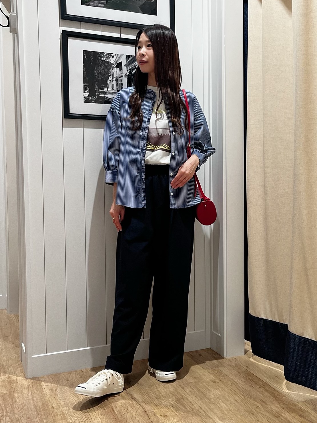 mihoさんの「Dessin｜ペーパータッチ クルーネックカーディガン」を使ったコーディネート