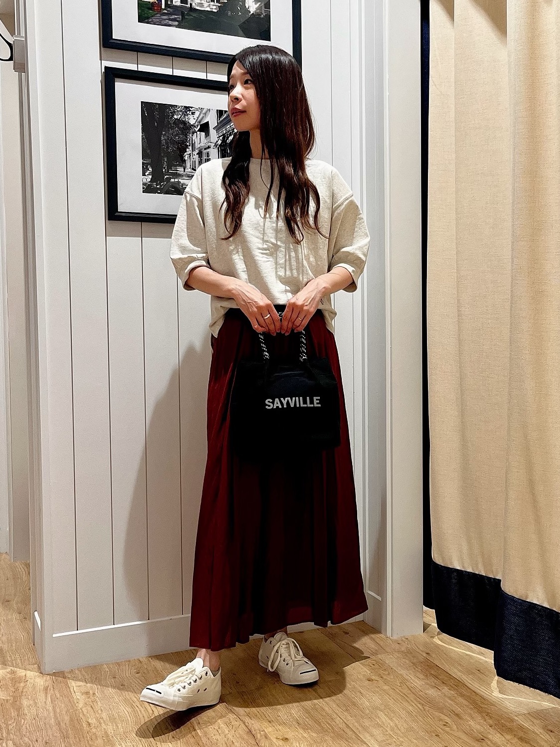 mihoさんの「Dessin｜バックヘンリーカットソー5分袖」を使ったコーディネート