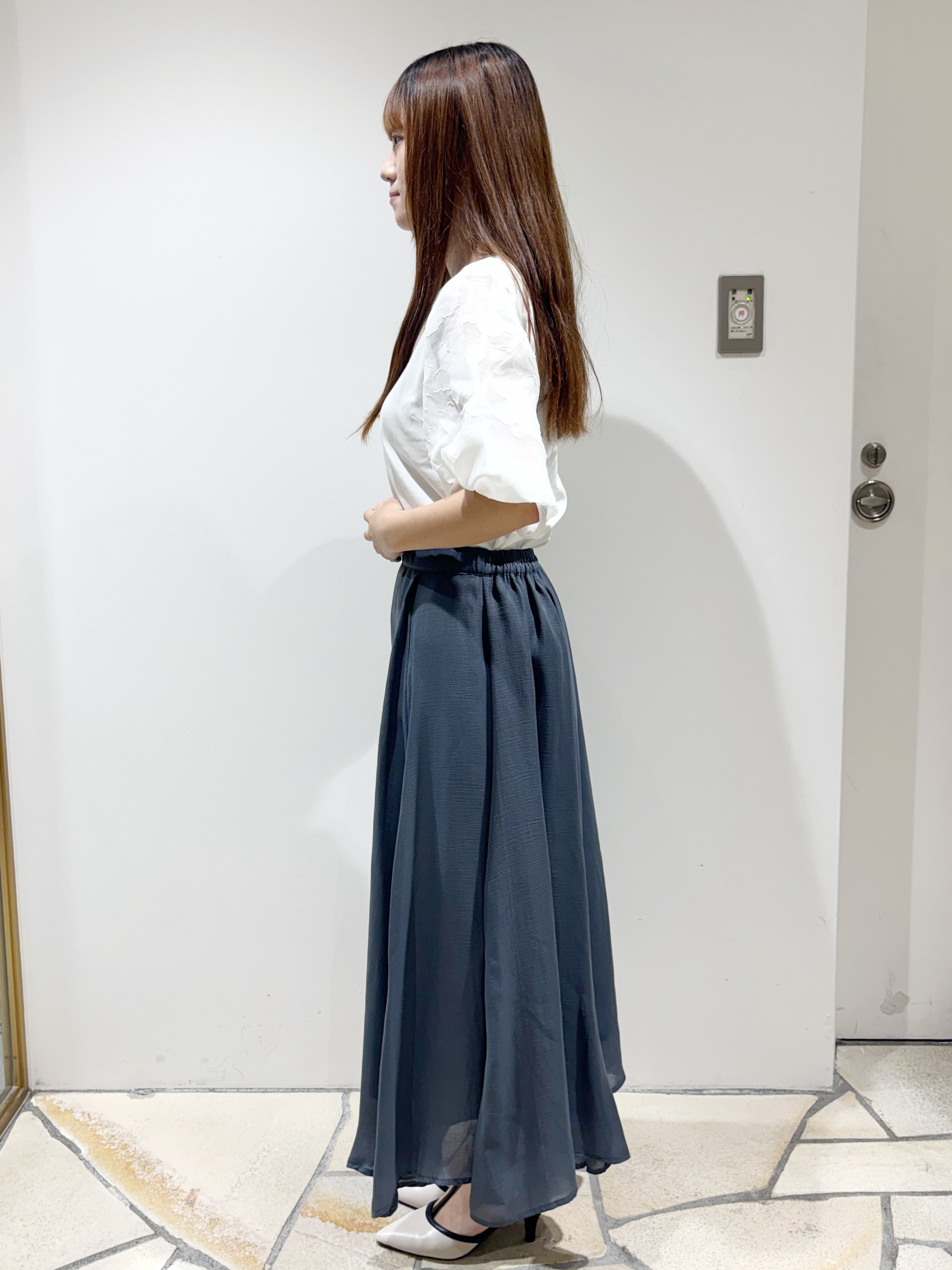 みあたんさんの「index｜【接触冷感／UVケア】ジャカードドッキングスリーブトップス《洗濯機OK》」を使ったコーディネート