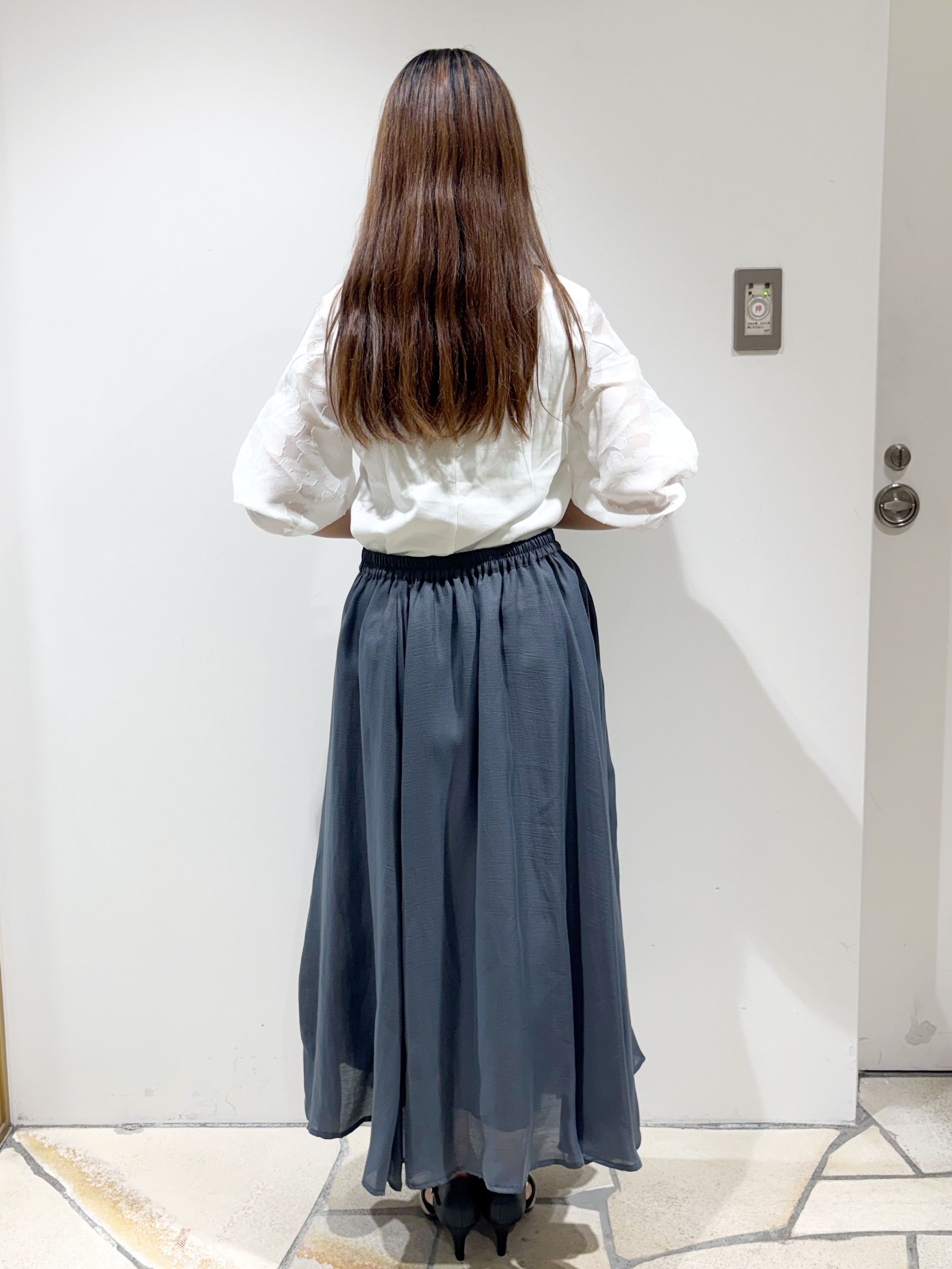 みあたんさんの「index｜【接触冷感／UVケア】ジャカードドッキングスリーブトップス《洗濯機OK》」を使ったコーディネート