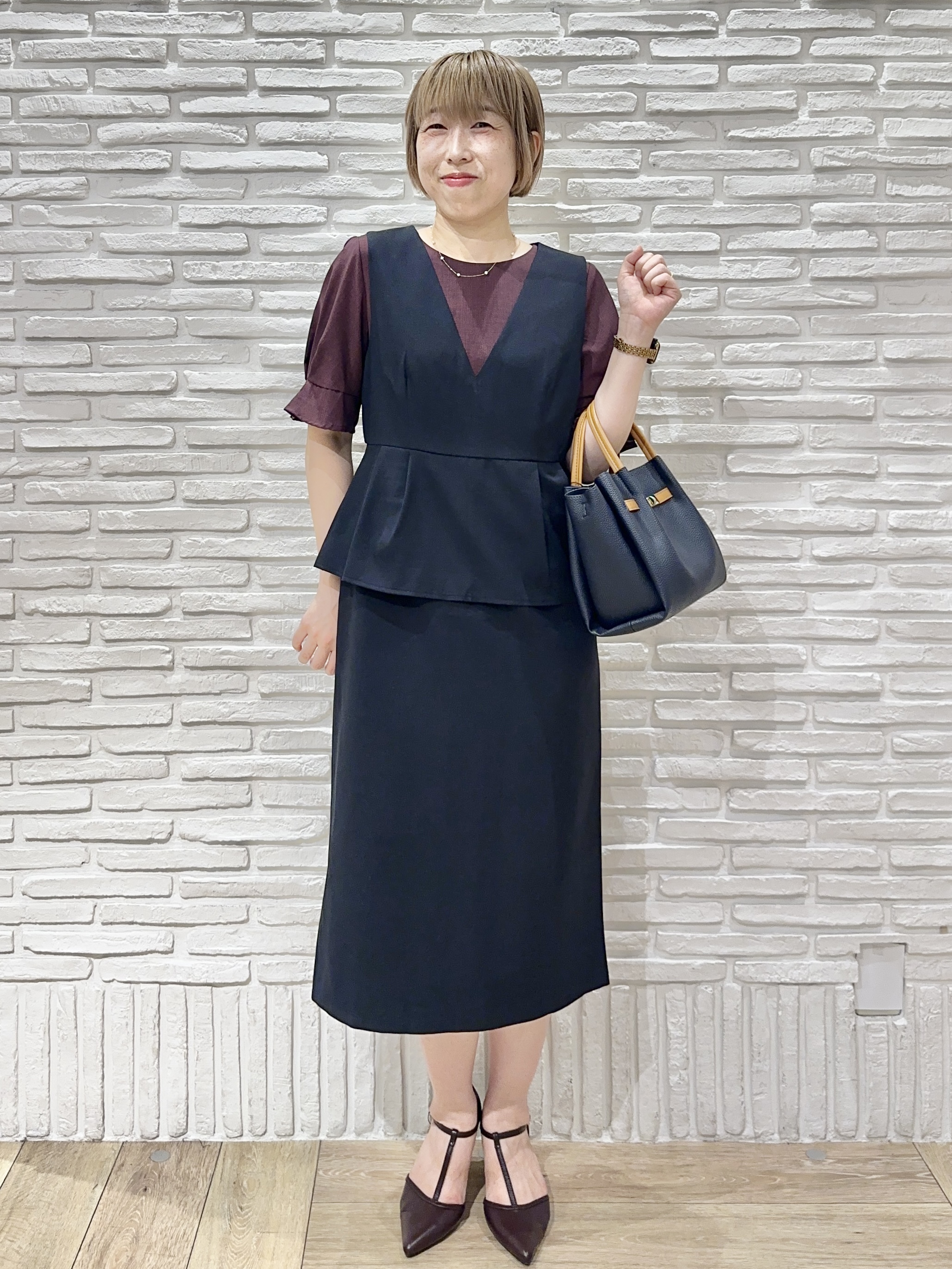 Hana...eさんの「index｜【接触冷感／吸水速乾】タックパフスリーブブラウス《防シワ／洗濯機OK／XS～3L／8col》」を使ったコーディネート