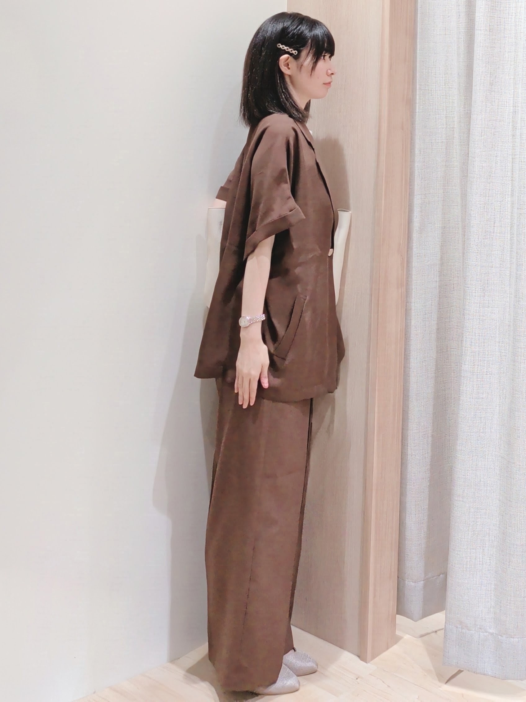 Yuiさんの「grove｜【洗濯機OK・ひんやり/SETUP可】シワになりにくいハーフスリーブジャケット」を使ったコーディネート