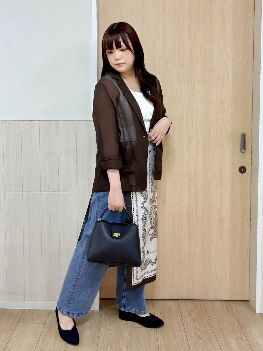 nanaseさんの「SHOO･LA･RUE｜【通気性〇/セットアップ可/S-LL/洗濯機可】紫外線対策にも メッシュテーラードジャケット」を使ったコーディネート