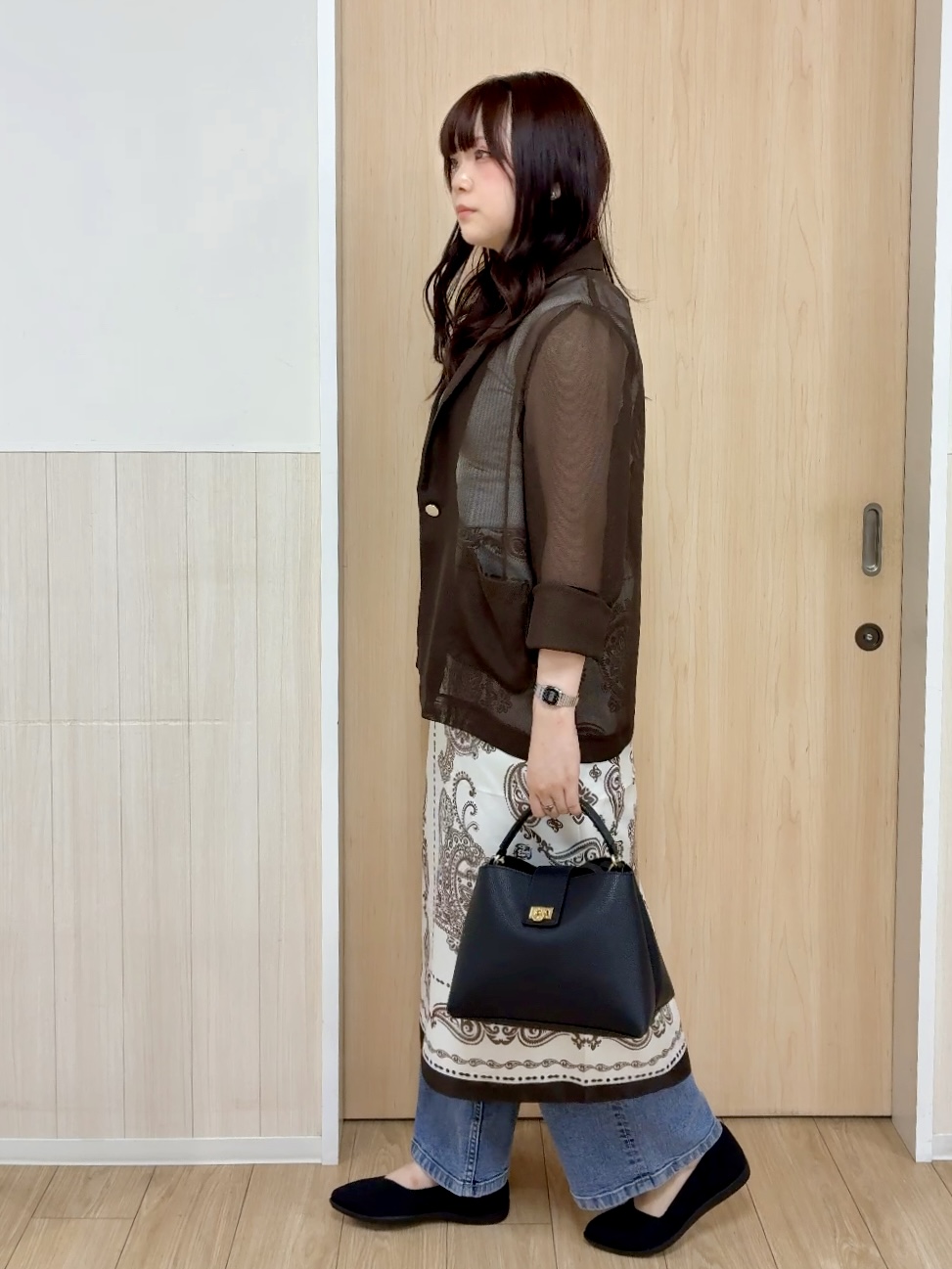 nanaseさんの「SHOO･LA･RUE｜【通気性〇/セットアップ可/S-LL/洗濯機可】紫外線対策にも メッシュテーラードジャケット」を使ったコーディネート