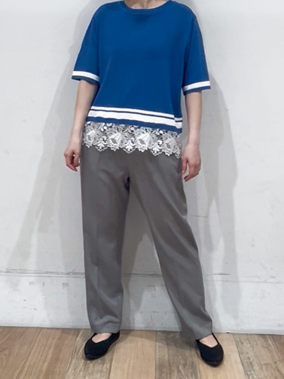 山さんさんの「grove｜【シリーズ累計36万枚／UVカット・ひんやり・洗濯機OK】やわらかドライタッチレースドッキングニット」を使ったコーディネート