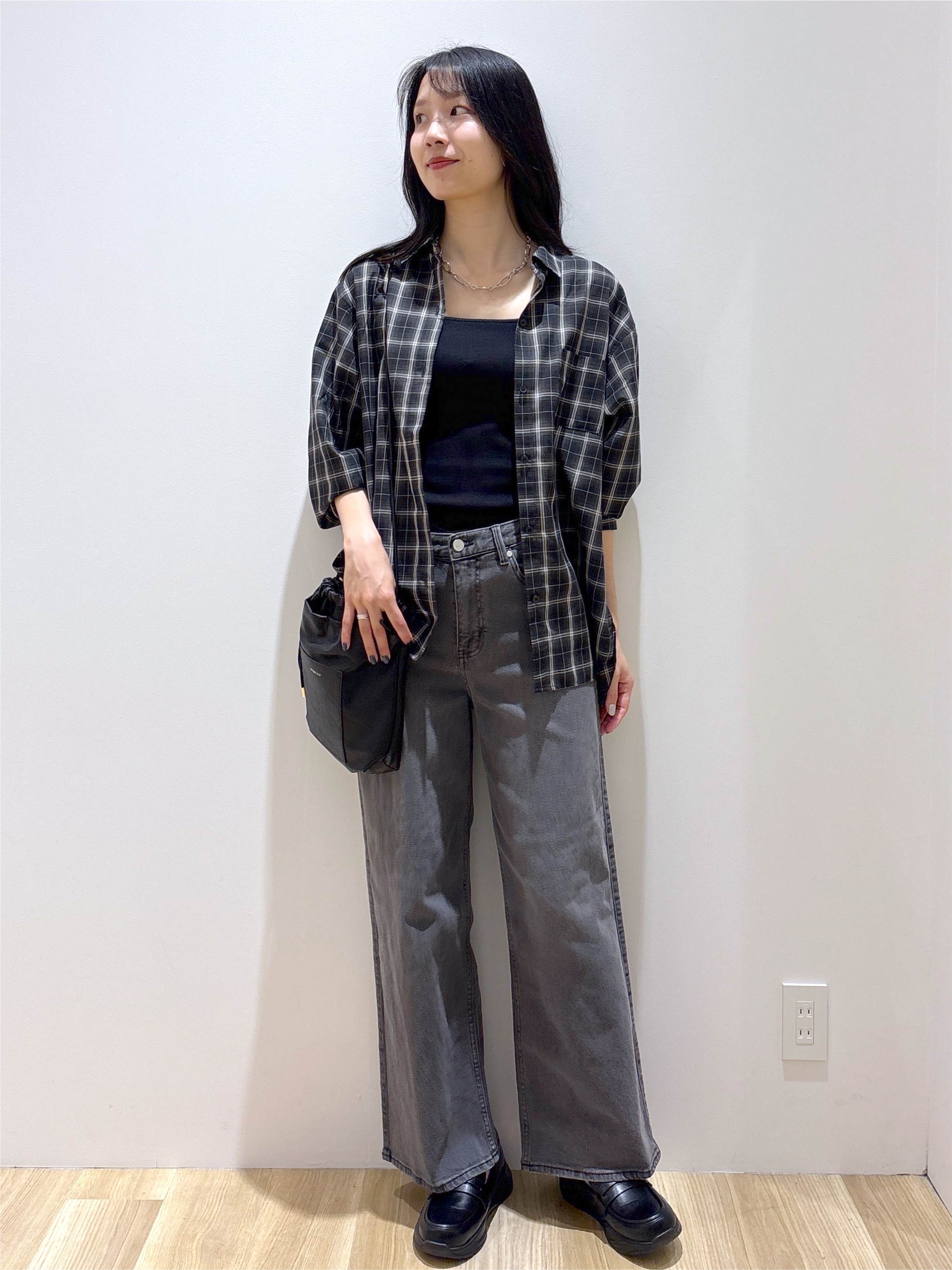 sachikoさんの「OPAQUE.CLIP｜チェック柄シャツ【洗濯機OK】」を使ったコーディネート