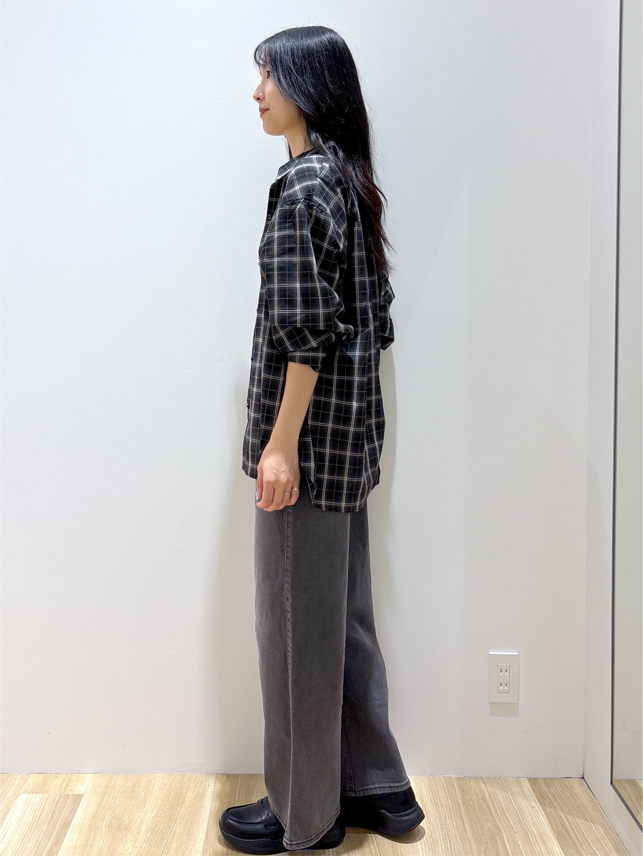 sachikoさんの「OPAQUE.CLIP｜チェック柄シャツ【洗濯機OK】」を使ったコーディネート