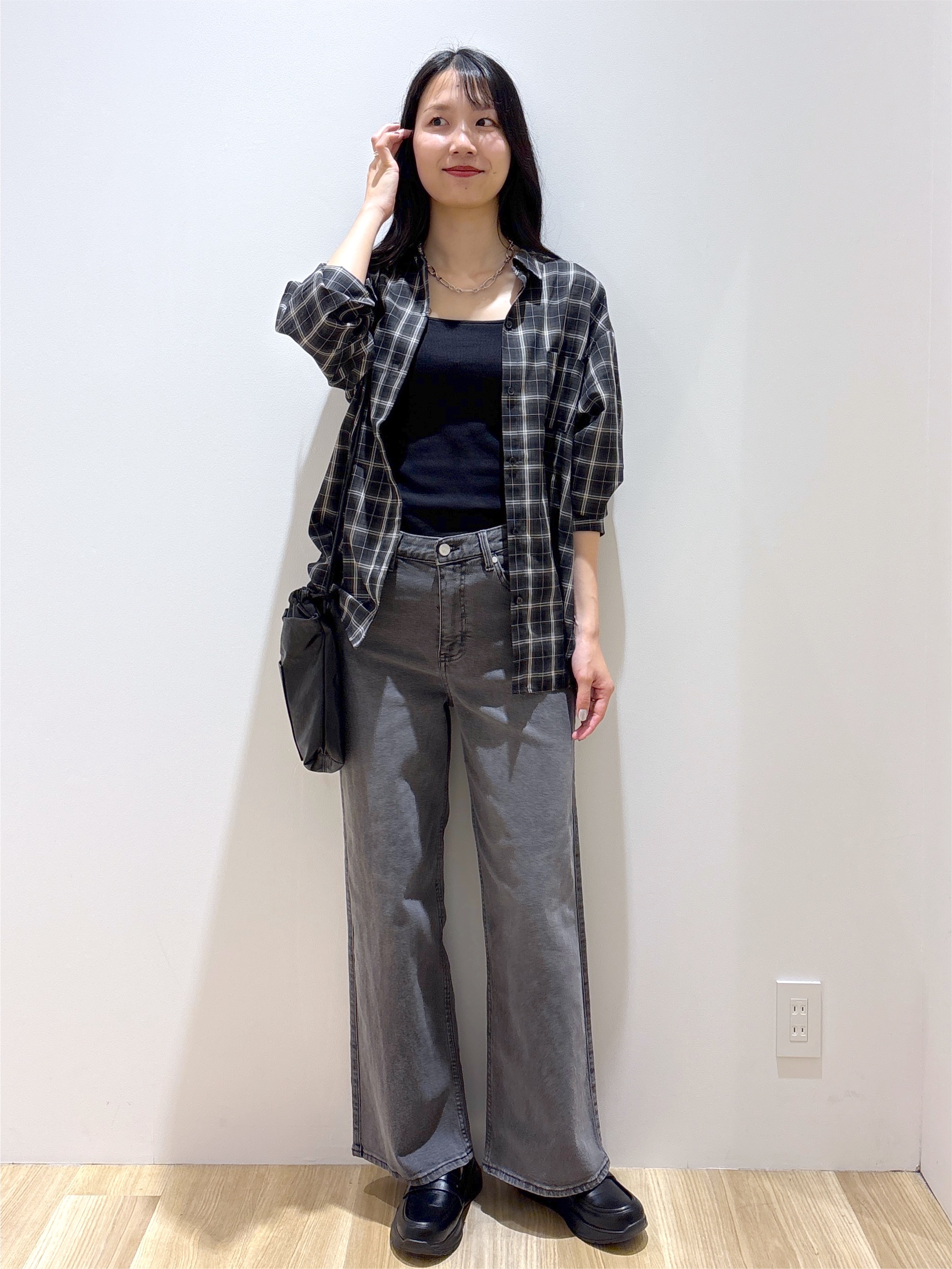 sachikoさんの「OPAQUE.CLIP｜チェック柄シャツ【洗濯機OK】」を使ったコーディネート