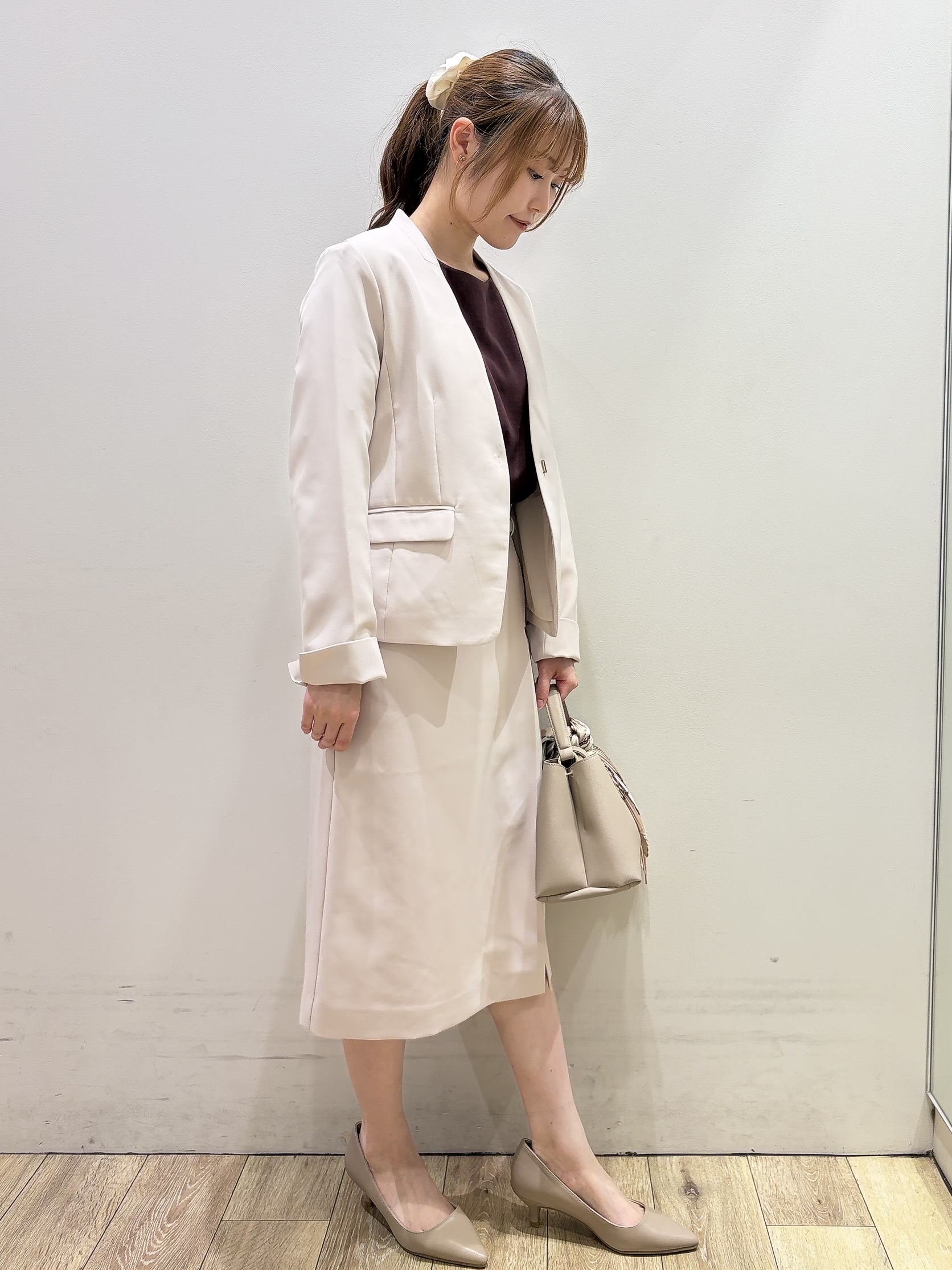 MOMOさんの「index｜【防シワ】セットアップ可 ダブルクロスノーカラージャケット《洗濯機OK／イージーアイロン／ストレッチ」を使ったコーディネート