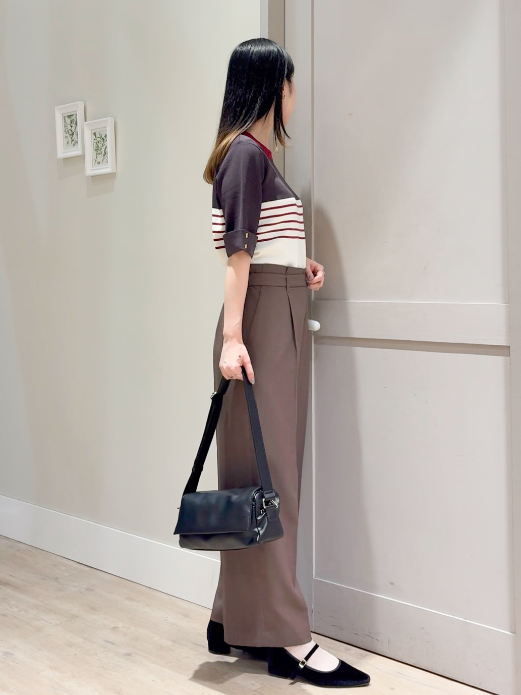 Mayuさんの「grove｜新色追加！【シリーズ累計36万枚/名品ニット】やわらかドライタッチ 袖メッシュ編みニット」を使ったコーディネート