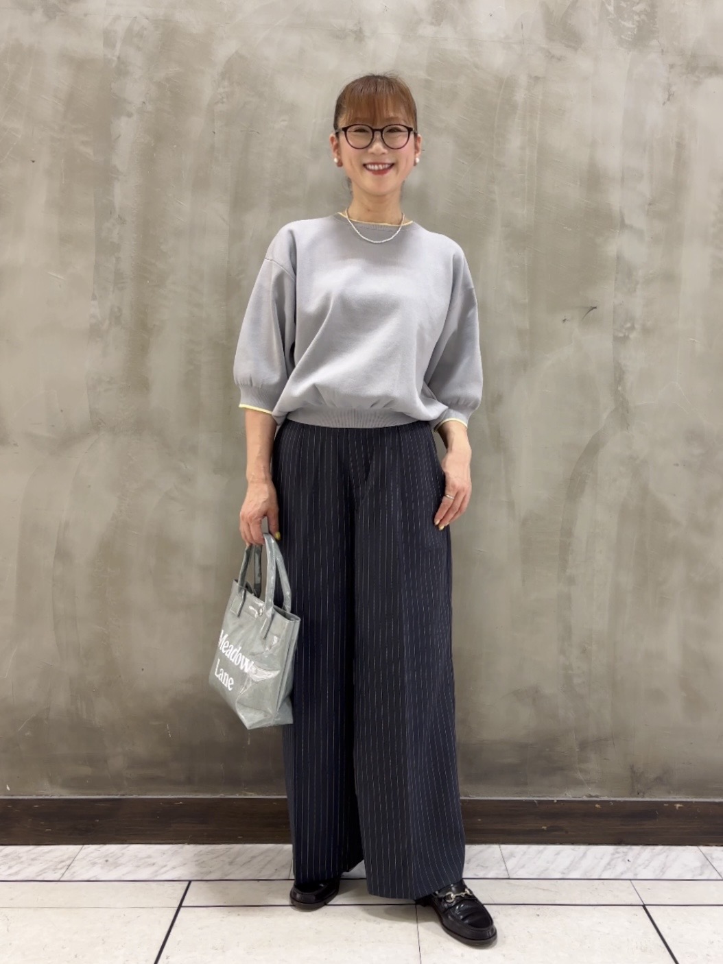Yasucoさんの「Dessin｜【UVカット/マシンウォッシャブル】6分袖配色ニット」を使ったコーディネート