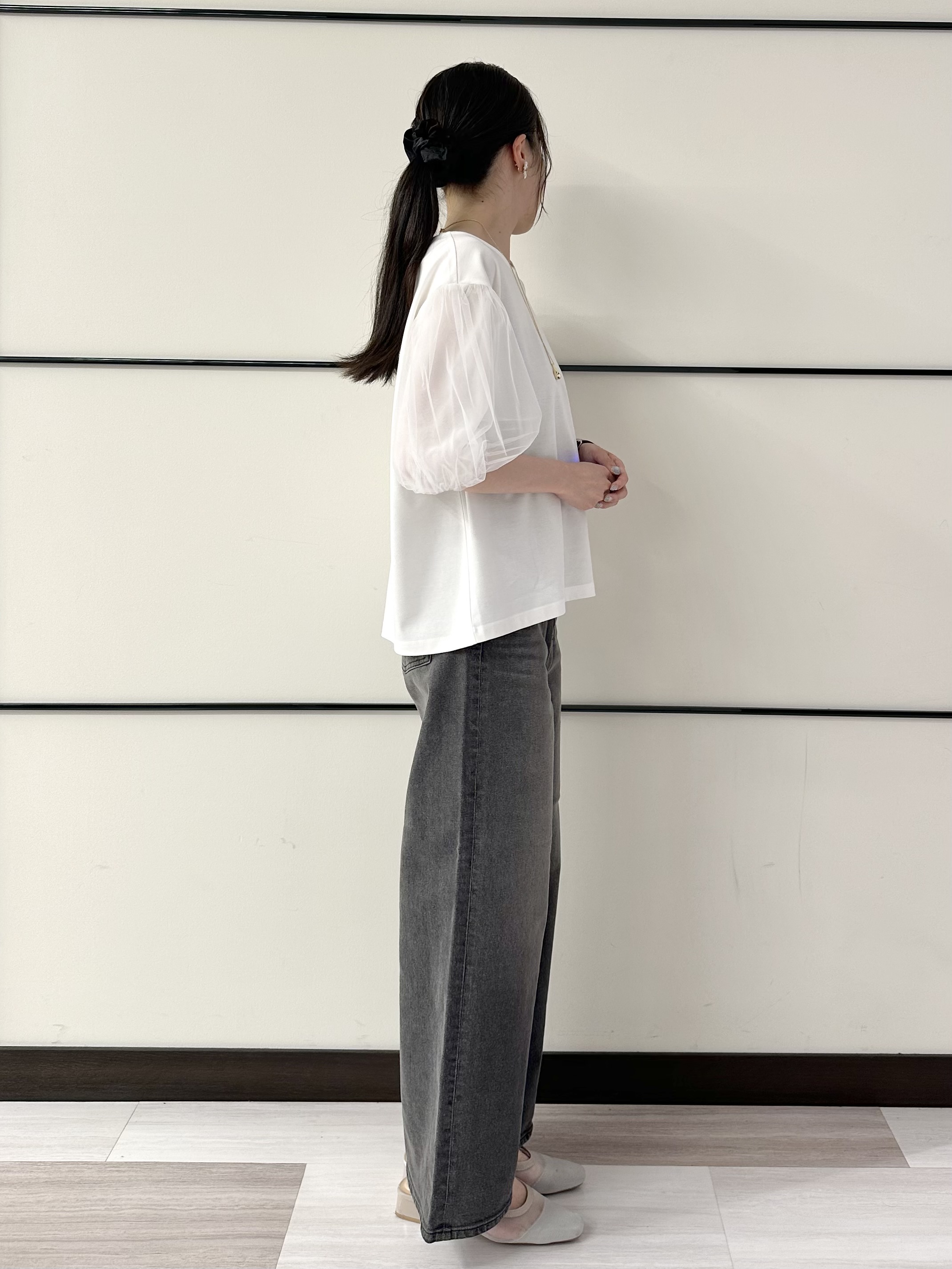 Momoさんの「Reflect｜【UVカット／接触冷感／吸水速乾】チュールスリーブプルオーバー」を使ったコーディネート