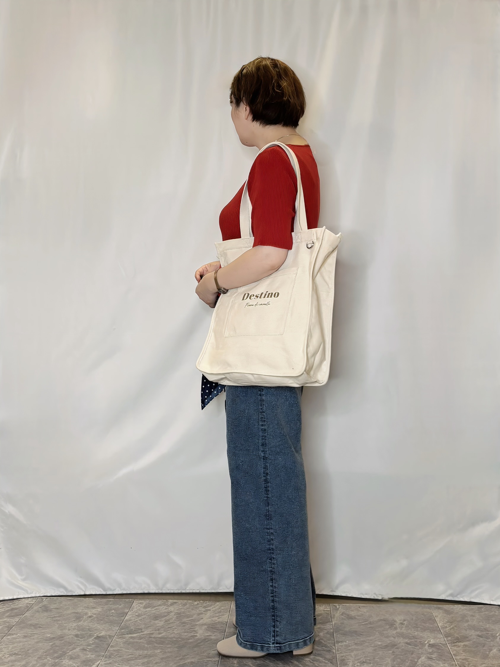 たみさんの「SHOO･LA･RUE｜【毛玉になりにくい/洗濯機可/S-LL】大人上品な 5分袖スクエアトップス」を使ったコーディネート