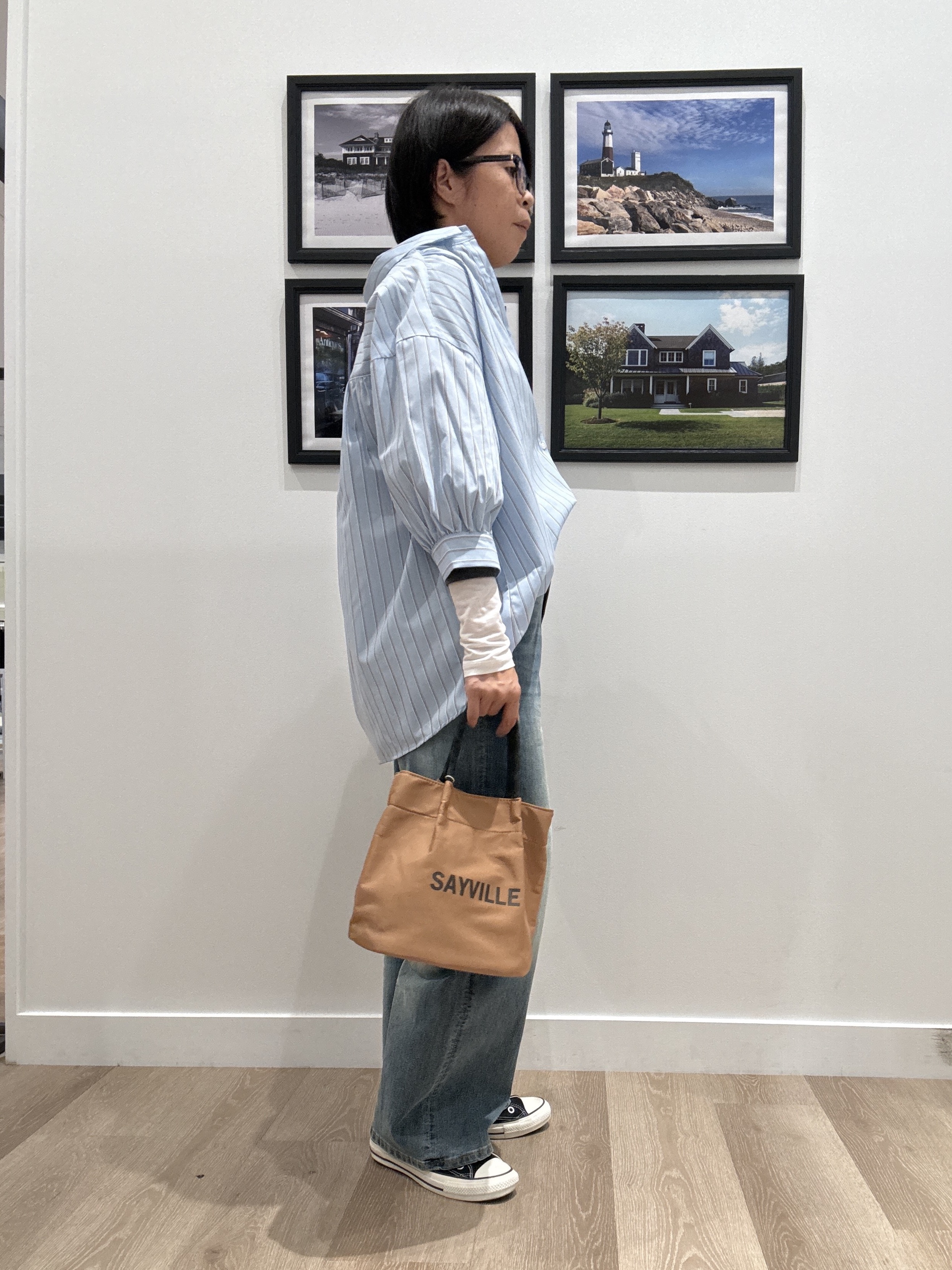 Naoさんの「Dessin｜【UVカット】ギャザースリーブストライプシャツ6分袖」を使ったコーディネート