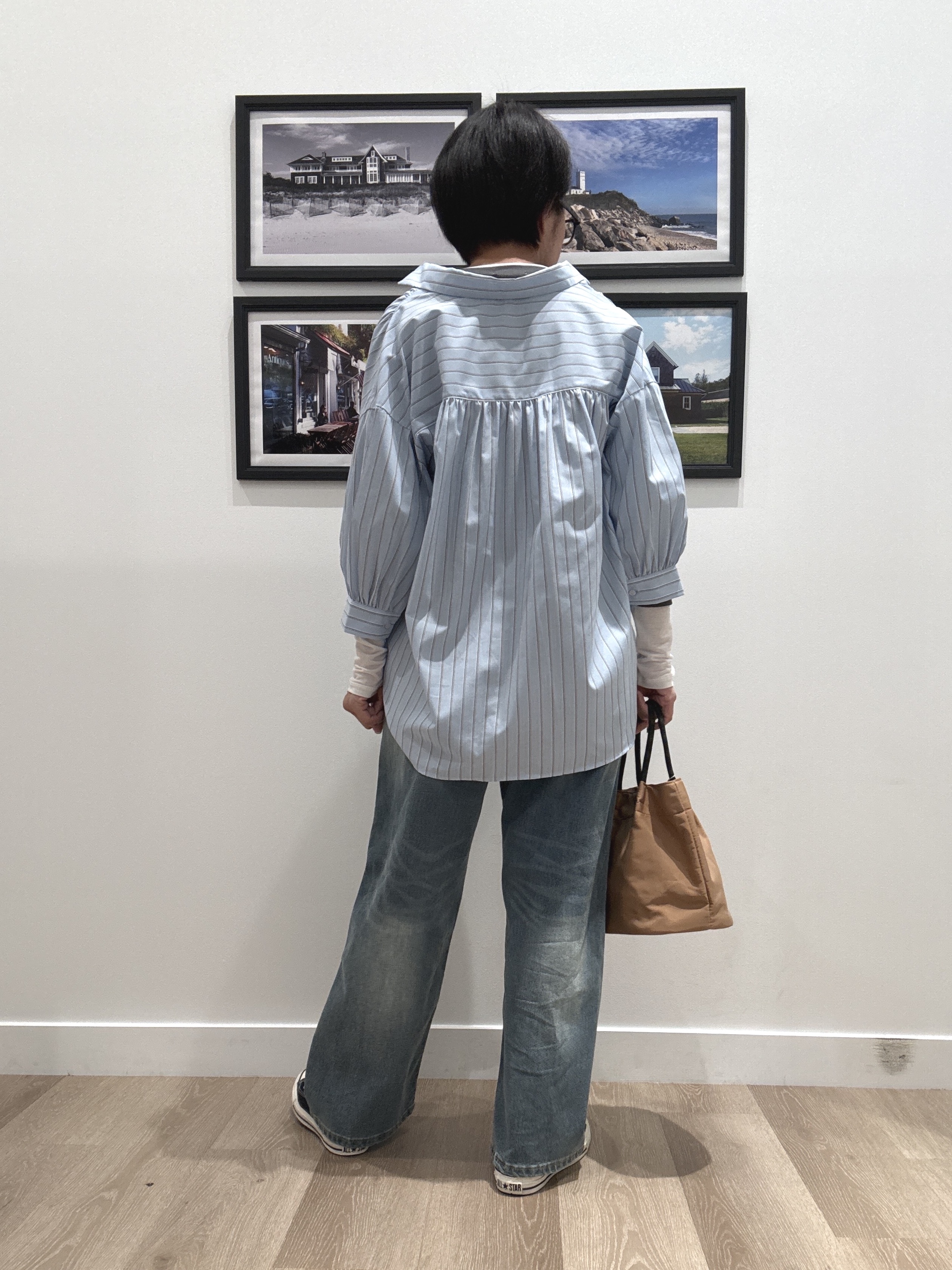 Naoさんの「Dessin｜【UVカット】ギャザースリーブストライプシャツ6分袖」を使ったコーディネート